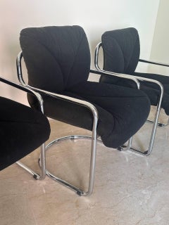 Set of 4 mid-century tubular armchairs by Guido Faleschini for Hermès