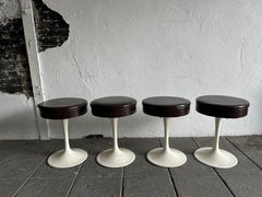 Set of 4 mid century tulip swivel stools style of Knoll