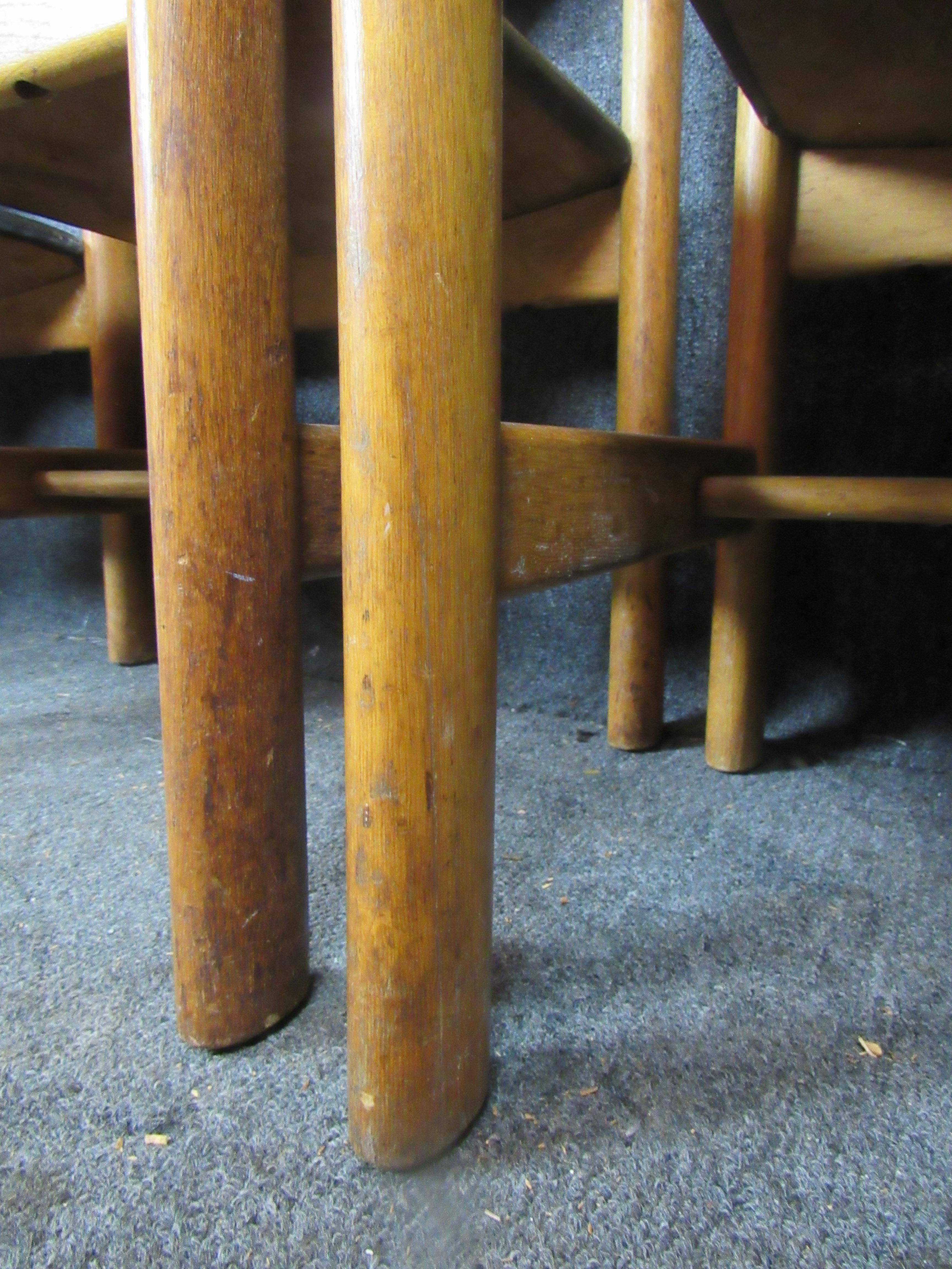 20th Century Set of 4 Midcentury Vintage Oak Chunky Dining Chairs For Sale