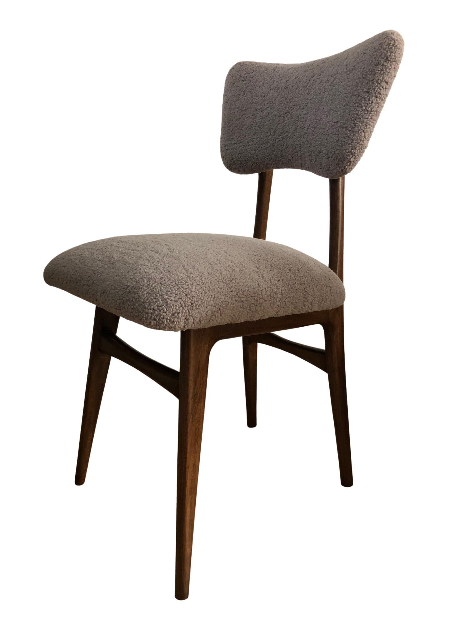 Mid-Century Modern Set of 4 Midcentury Beige Bouclé Dining Chairs, Europe, 1960s For Sale