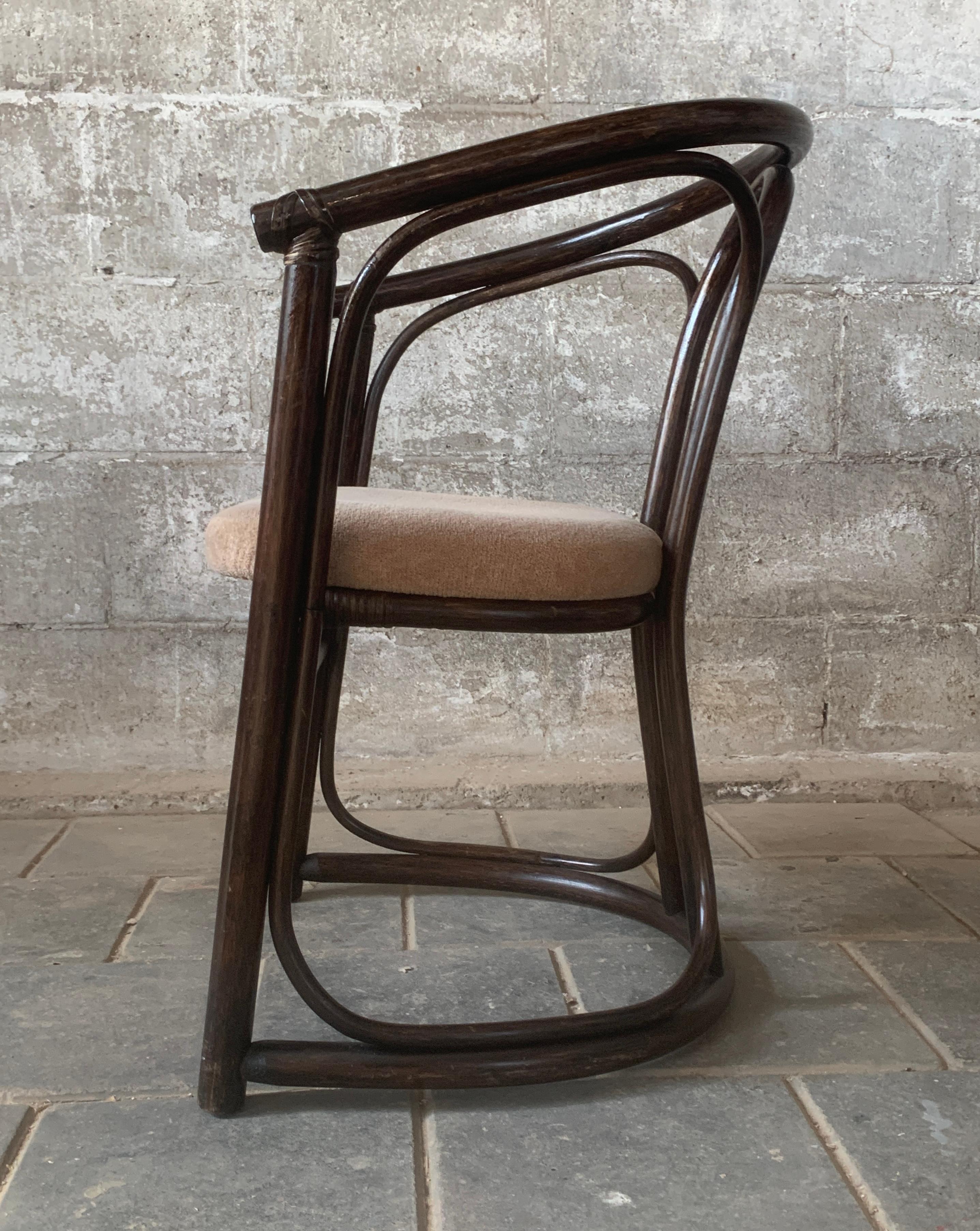 Set of 4 midcentury bentwood bamboo Dutch dining chairs, Rohe Noordwolde 1970s For Sale 5