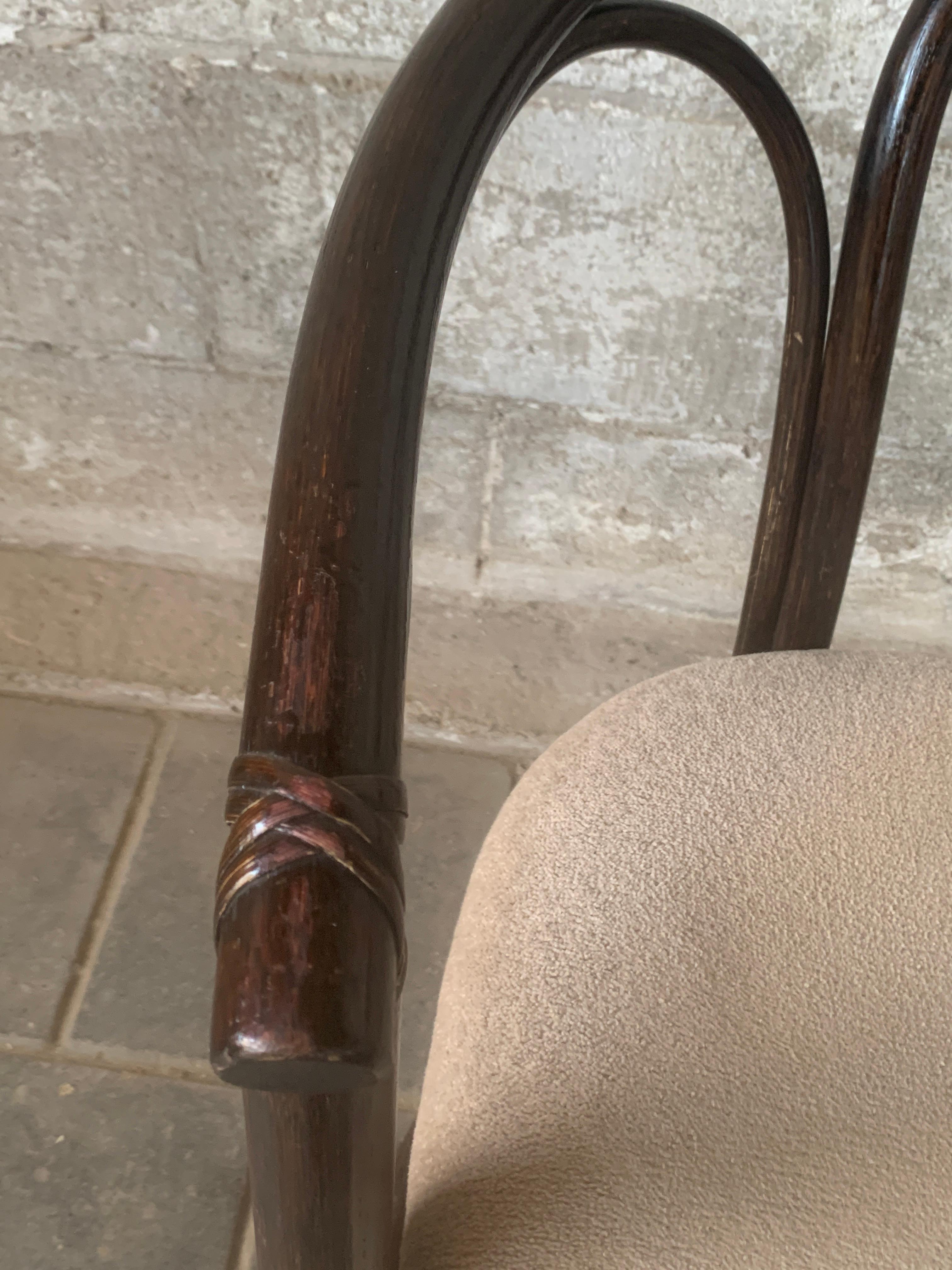Set of 4 midcentury bentwood bamboo Dutch dining chairs, Rohe Noordwolde 1970s For Sale 7