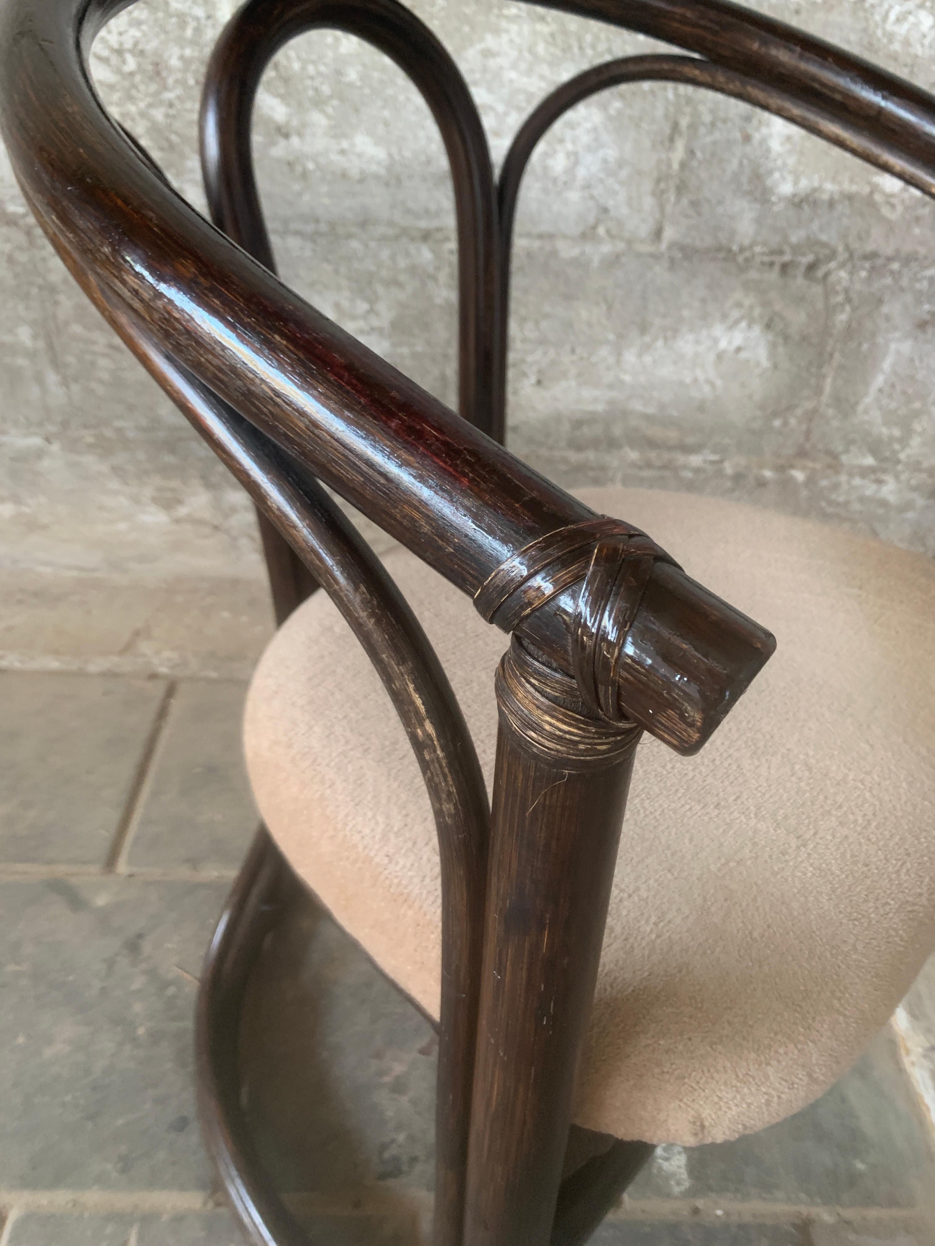 Set of 4 midcentury bentwood bamboo Dutch dining chairs, Rohe Noordwolde 1970s For Sale 8
