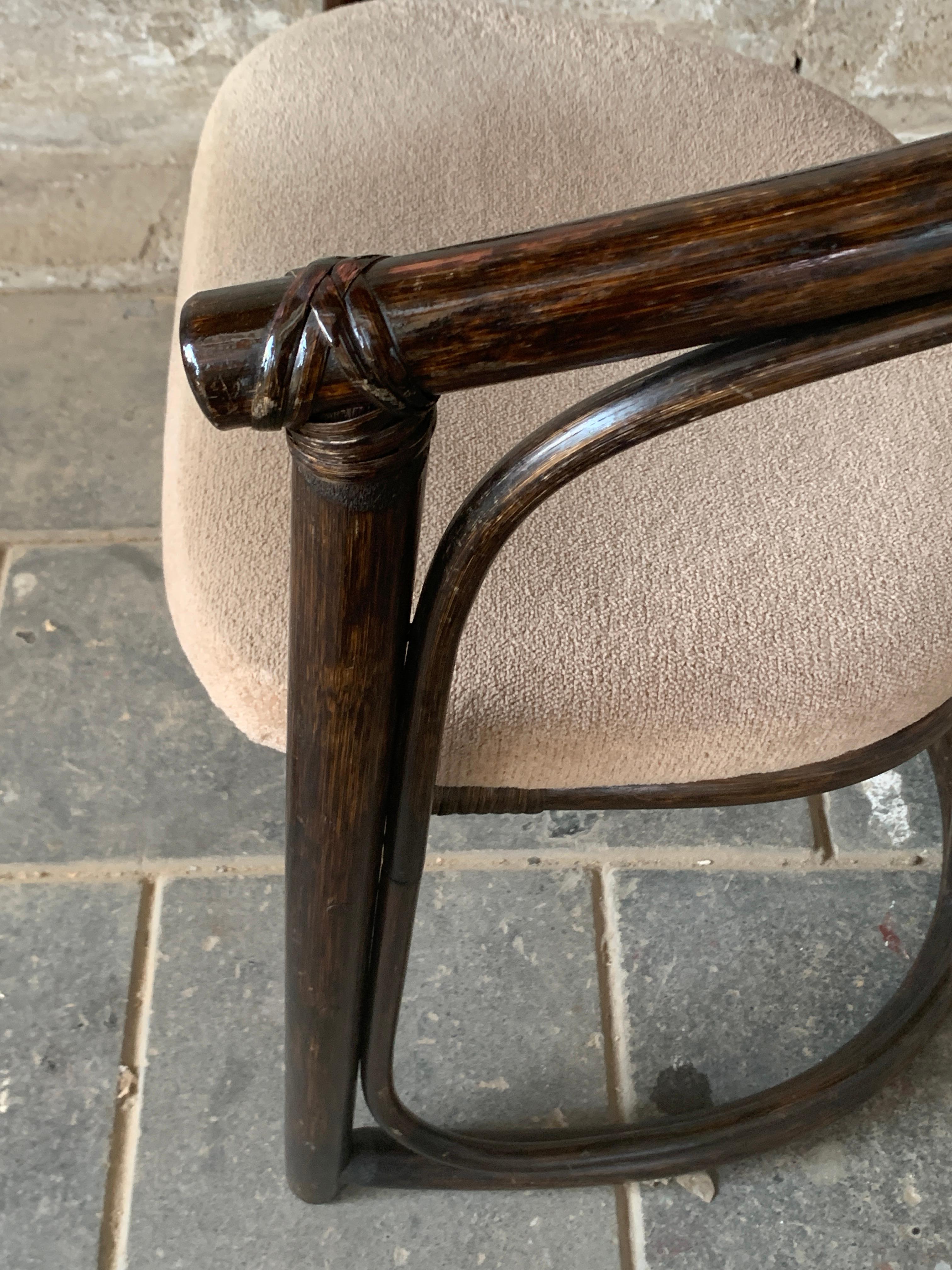Set of 4 midcentury bentwood bamboo Dutch dining chairs, Rohe Noordwolde 1970s For Sale 11