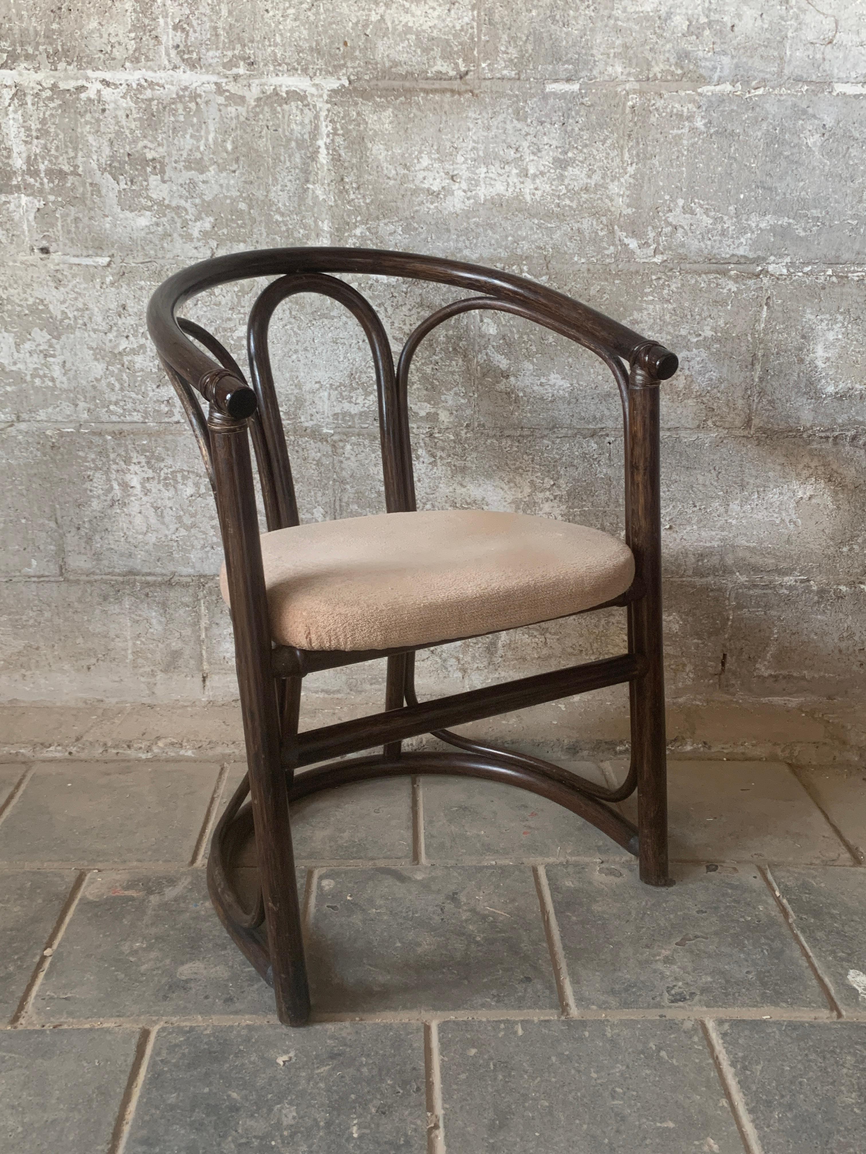 Late 20th Century Set of 4 midcentury bentwood bamboo Dutch dining chairs, Rohe Noordwolde 1970s For Sale