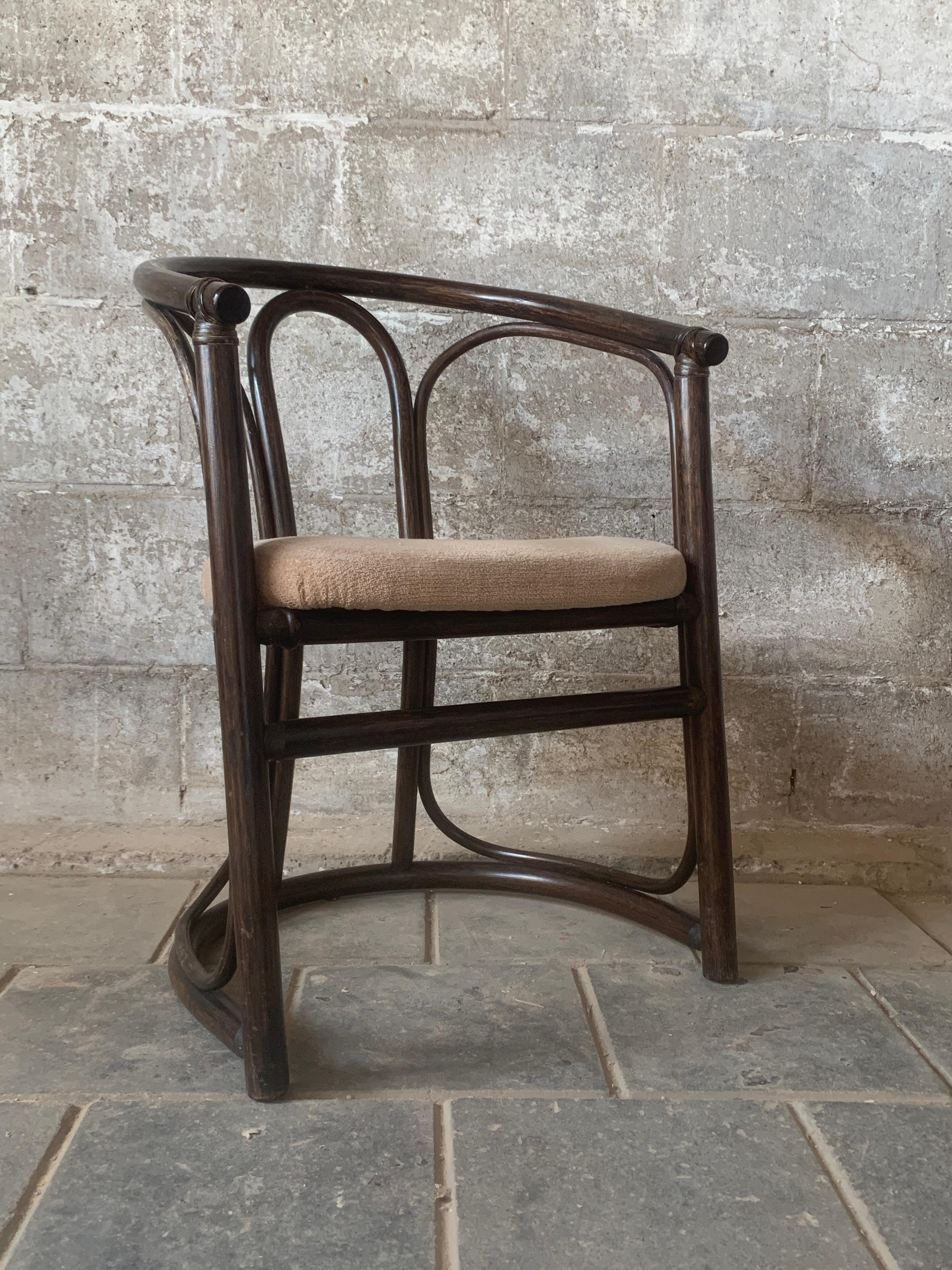 Bamboo Set of 4 midcentury bentwood bamboo Dutch dining chairs, Rohe Noordwolde 1970s For Sale
