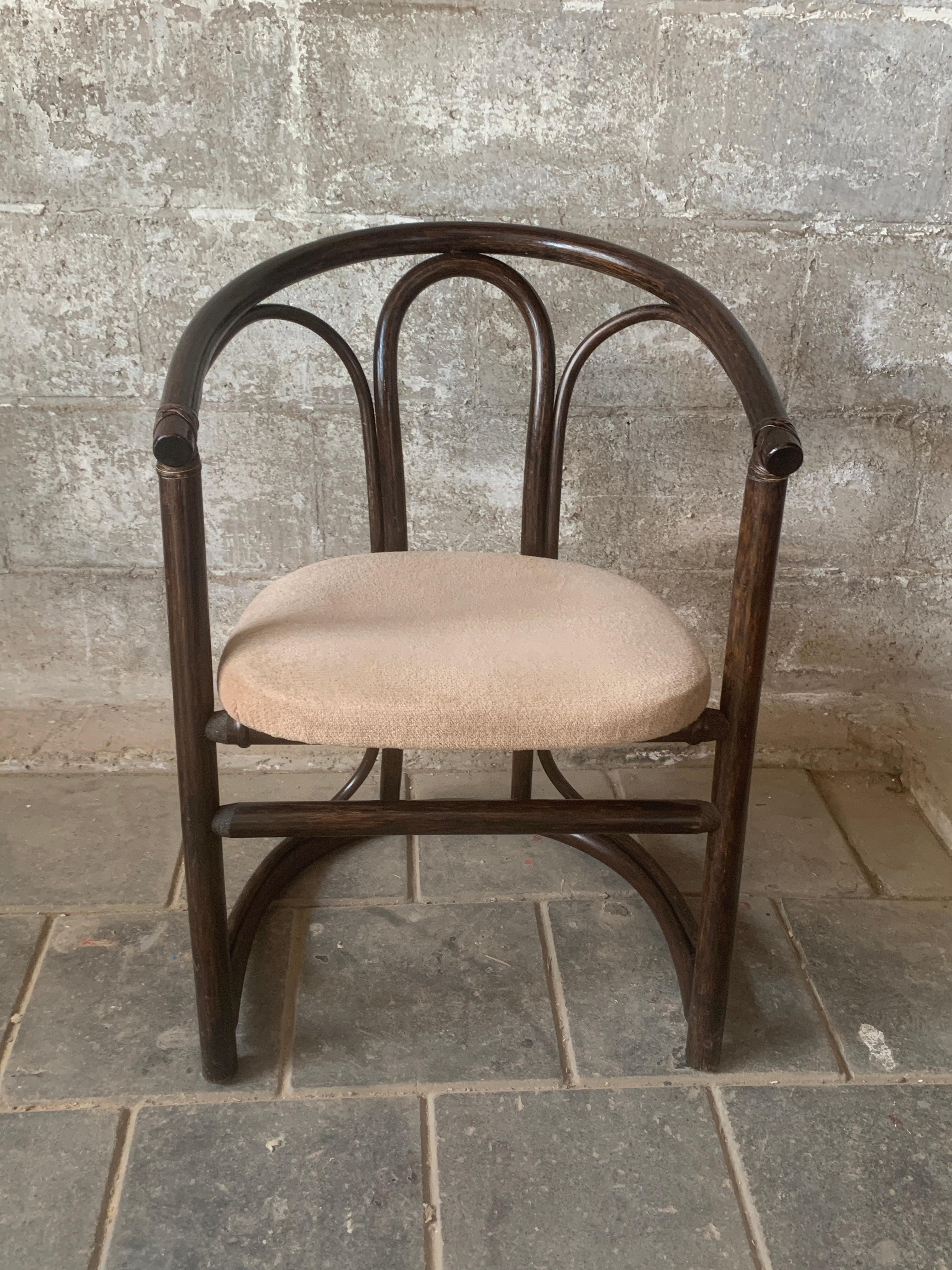 Set of 4 midcentury bentwood bamboo Dutch dining chairs, Rohe Noordwolde 1970s For Sale 1