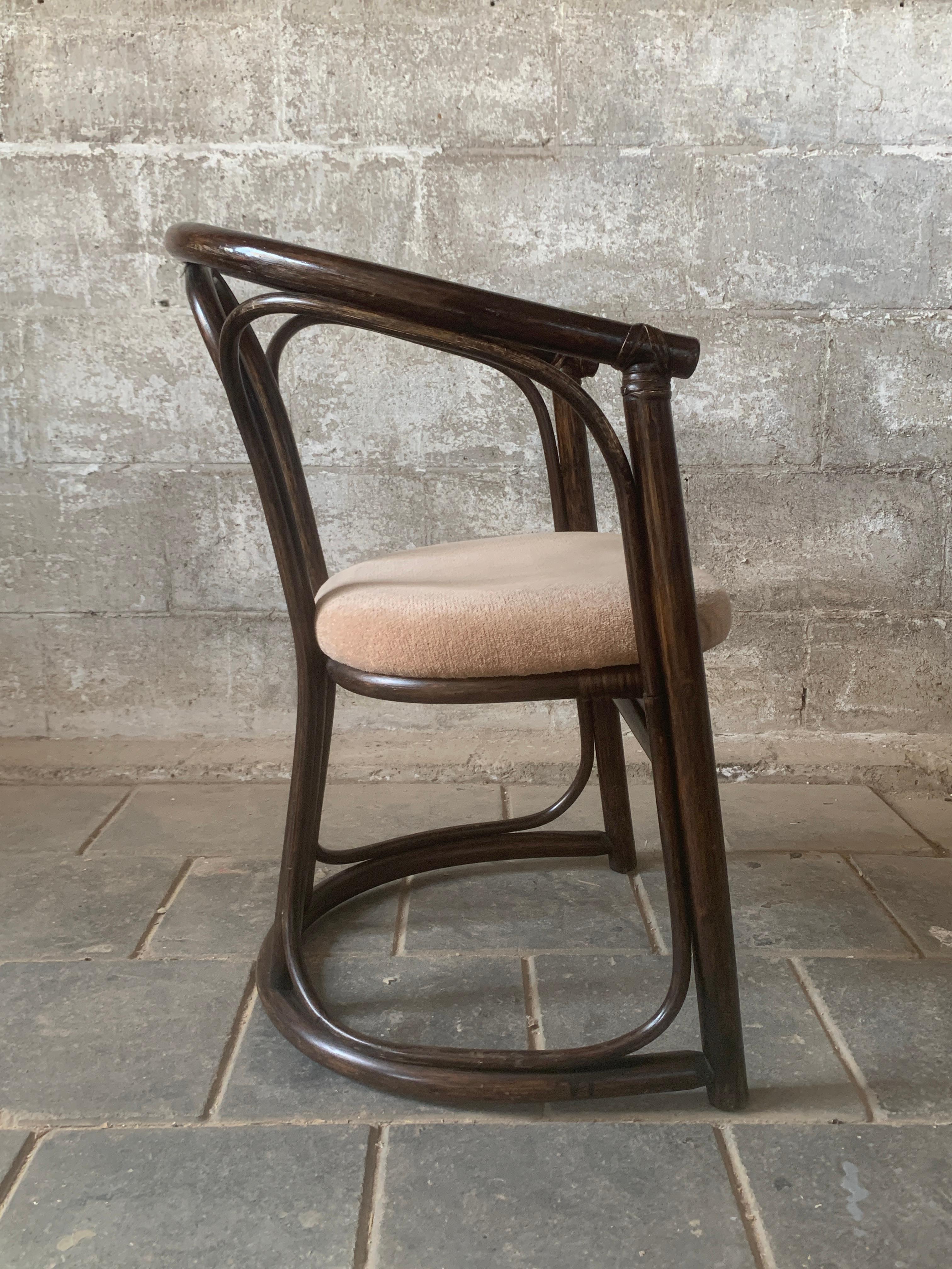 Set of 4 midcentury bentwood bamboo Dutch dining chairs, Rohe Noordwolde 1970s For Sale 2