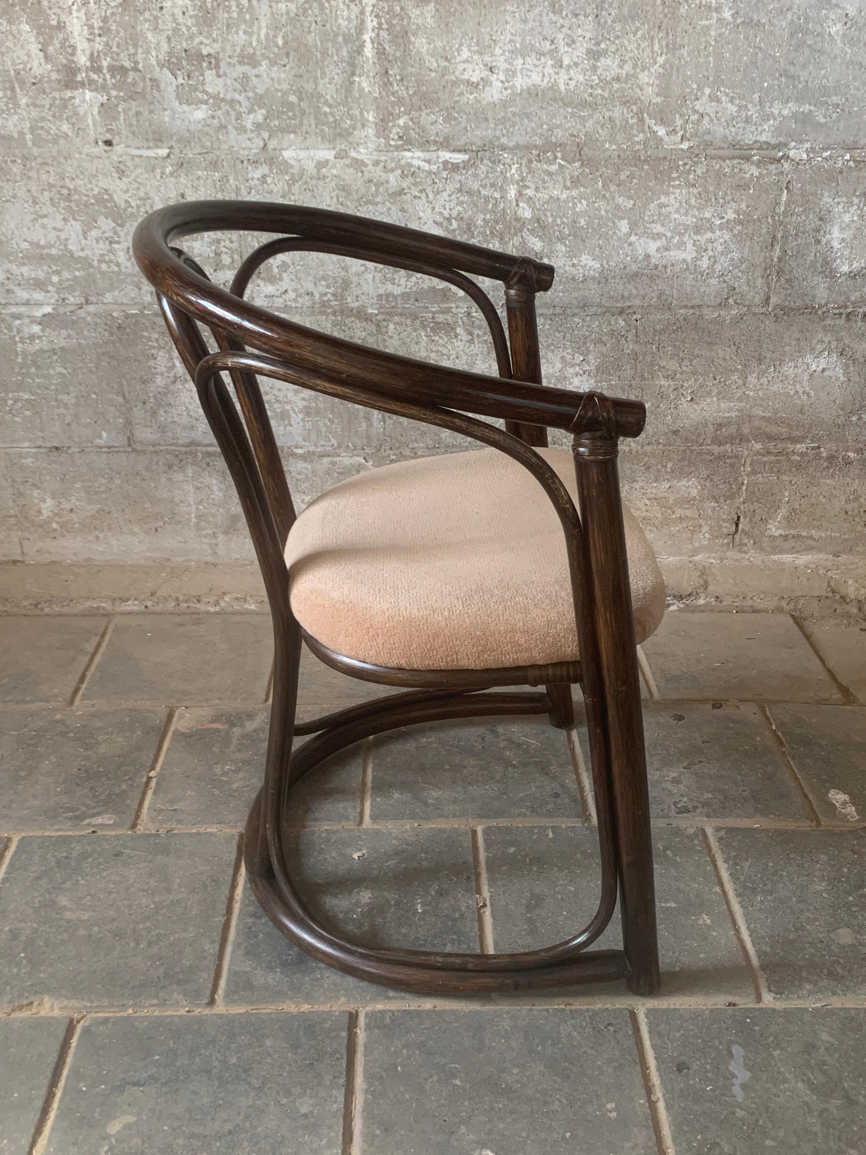 Set of 4 midcentury bentwood bamboo Dutch dining chairs, Rohe Noordwolde 1970s For Sale 3