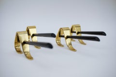 Set of 4 Mid-Century Brass Wall Hooks, Austria, 1950s