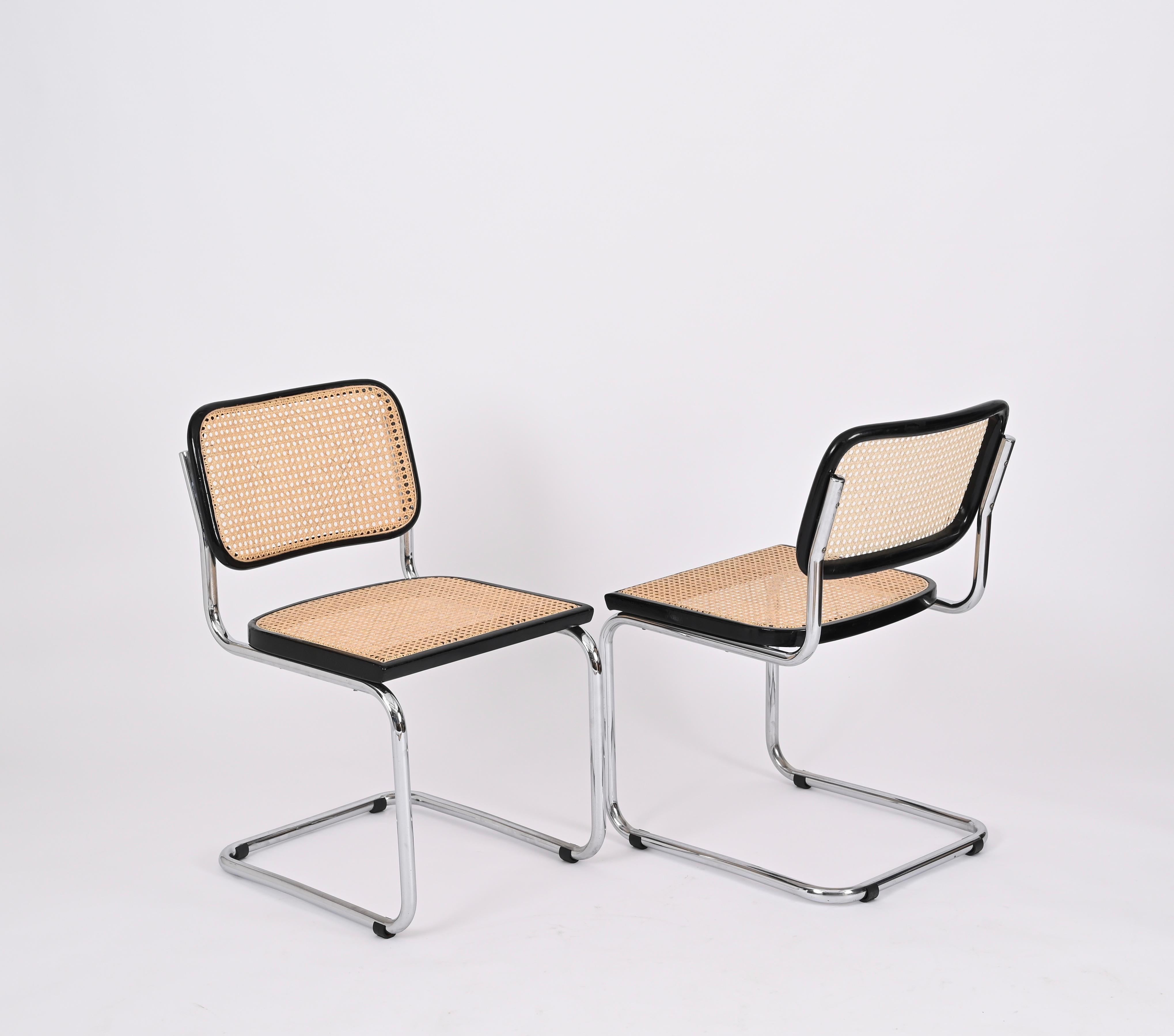 Set of 4 Midcentury Cesca Chairs, Chrome and Straw, by Gavina, Italy 1970s 9