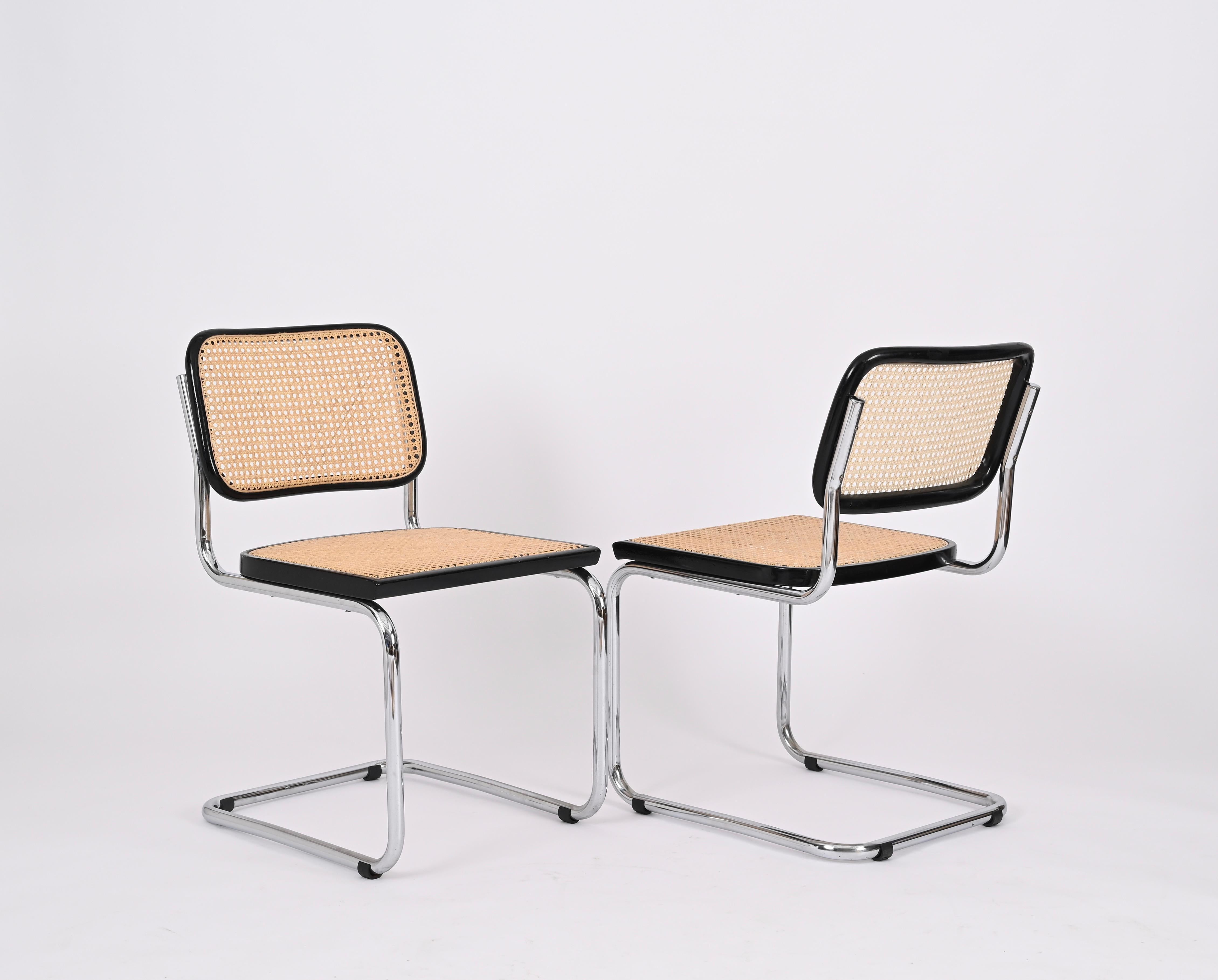 Set of 4 Midcentury Cesca Chairs, Chrome and Straw, by Gavina, Italy 1970s 10
