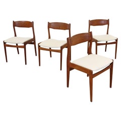 Set of 4 Midcentury Danish Modern Teak Side Dining Chairs with Teak Backs