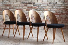 Set of 4 Midcentury Dining Chairs by A. Šuman in Black Wool by Kvadrat