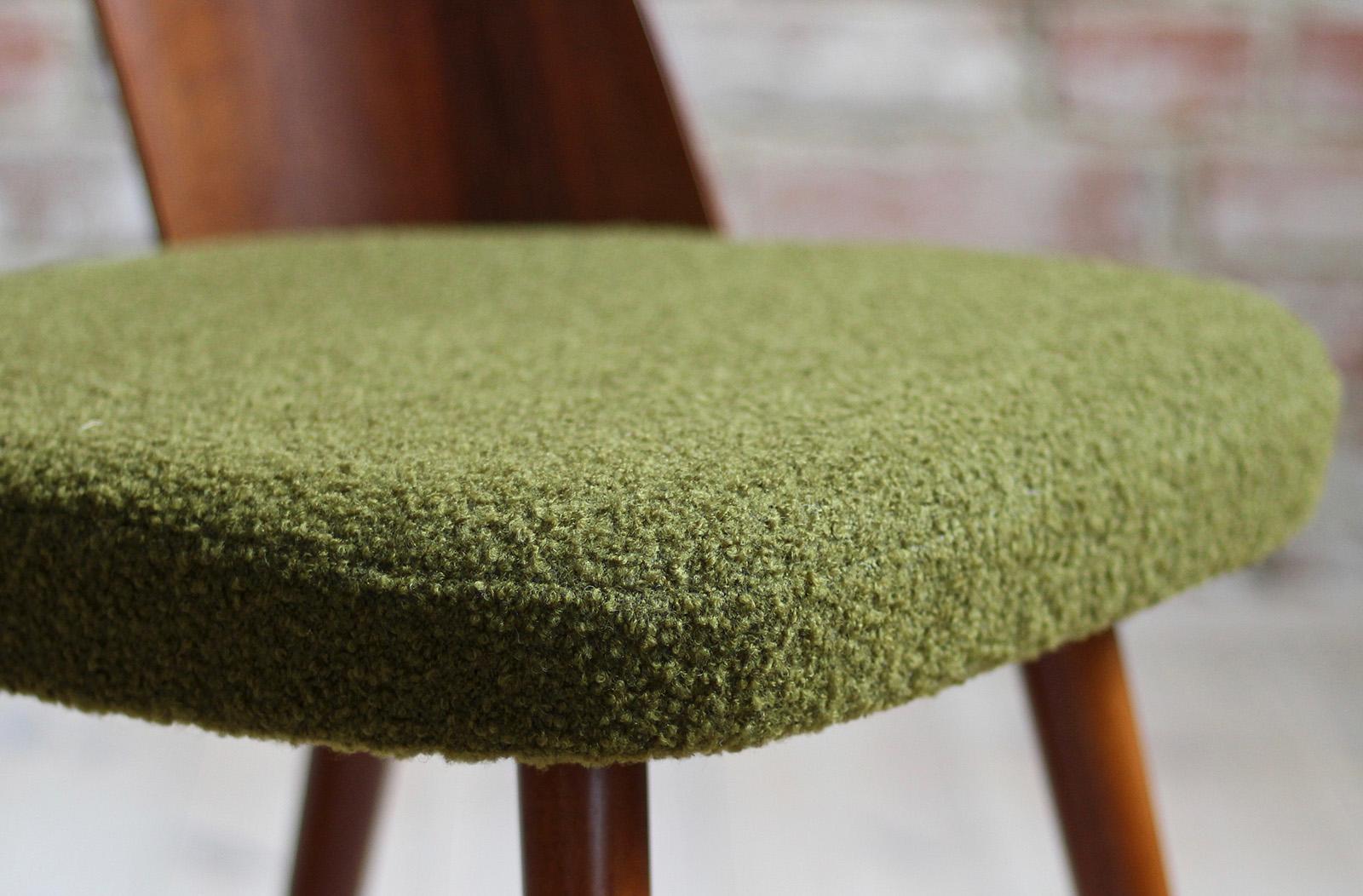 Set of 4 Midcentury Dining Chairs by A. Šuman in Green Boucle by Kvadrat 9