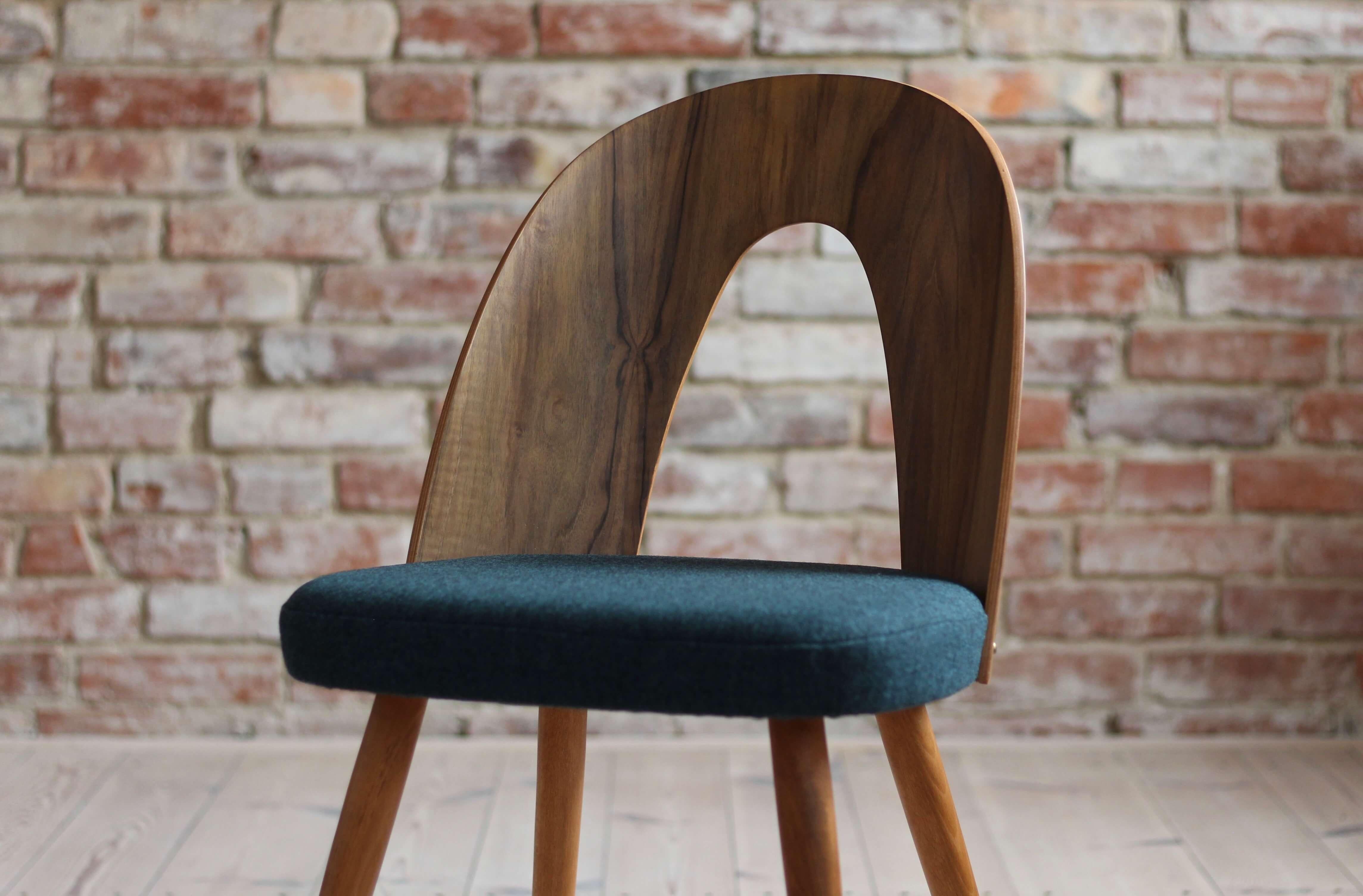 Set of 4 Midcentury Dining Chairs by A. Šuman, Reupholstered in Kvadrat Fabric 10