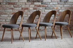 Set of 4 Midcentury Dining Chairs by A. Šuman, Reupholstered in Kvadrat Fabric