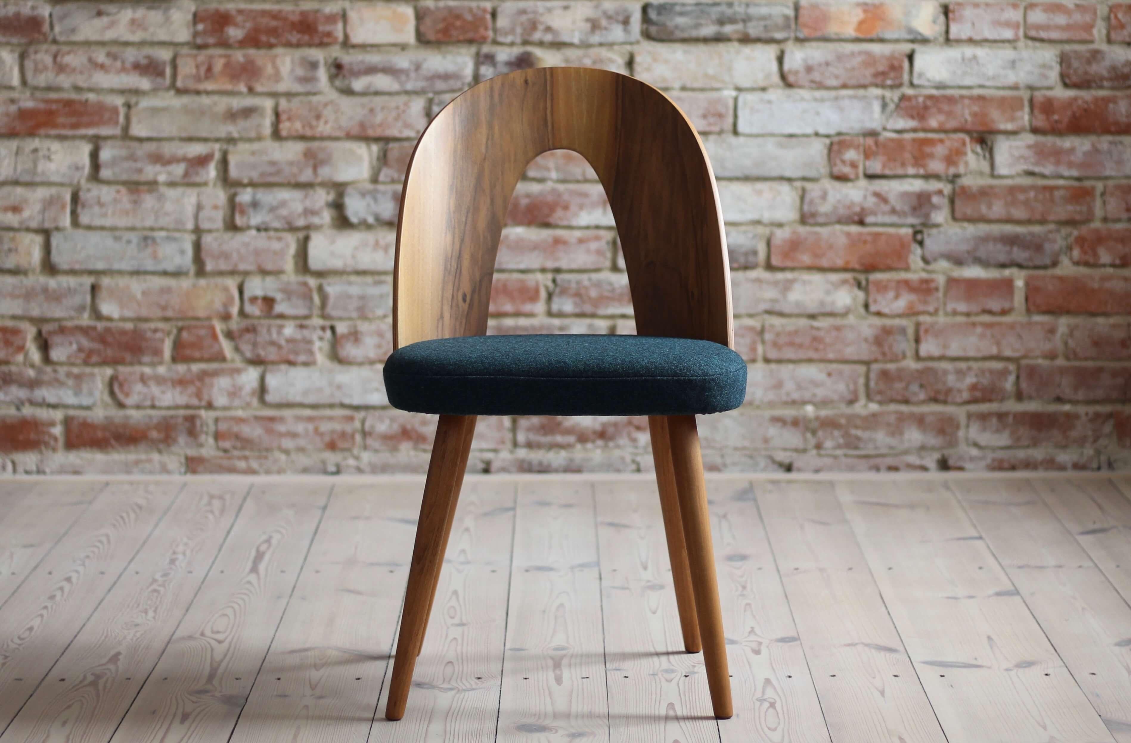 Mid-20th Century Set of 4 Midcentury Dining Chairs by A. Šuman, Reupholstered in Kvadrat Fabric