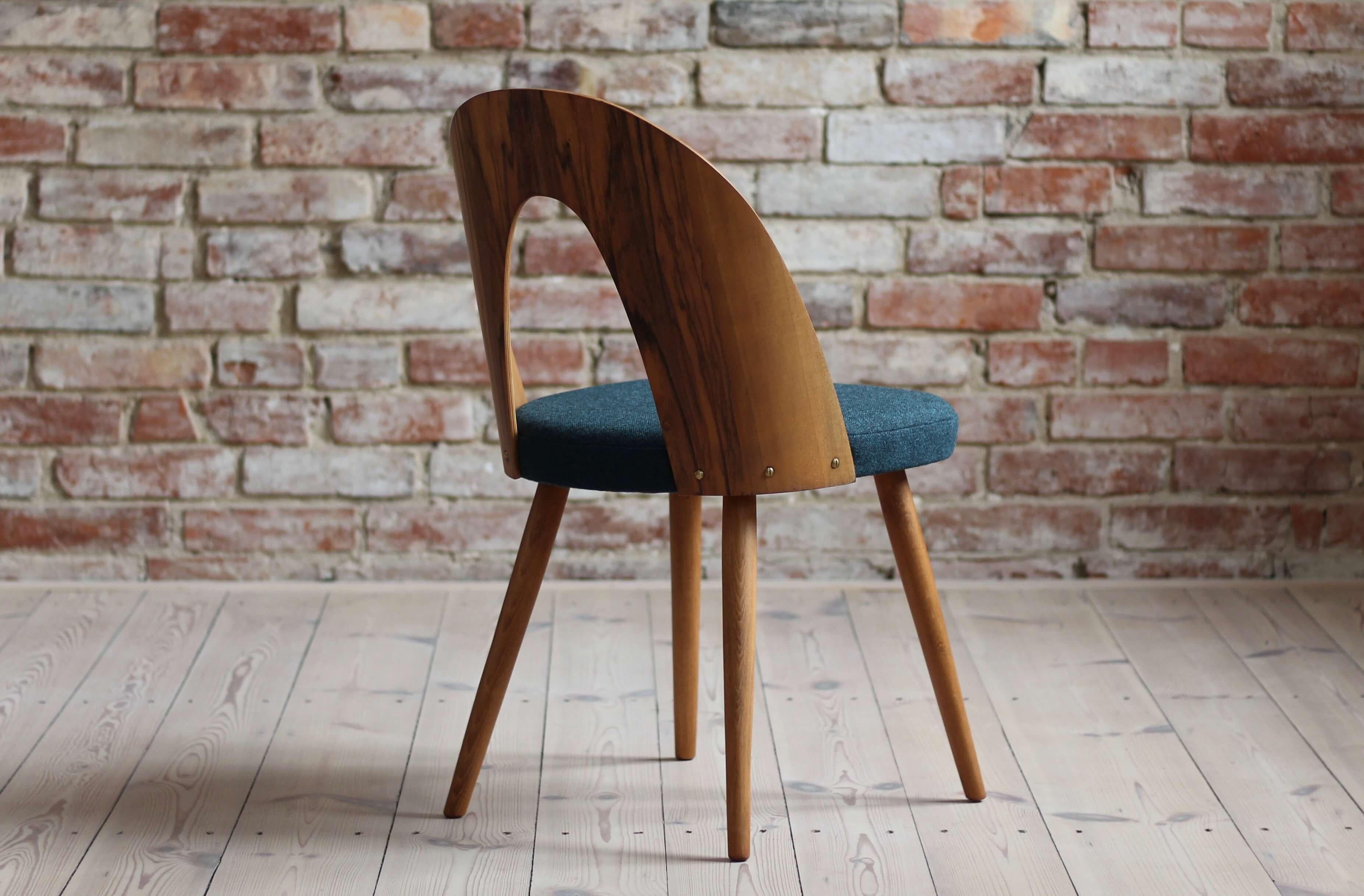 Set of 4 Midcentury Dining Chairs by A. Šuman, Reupholstered in Kvadrat Fabric 2