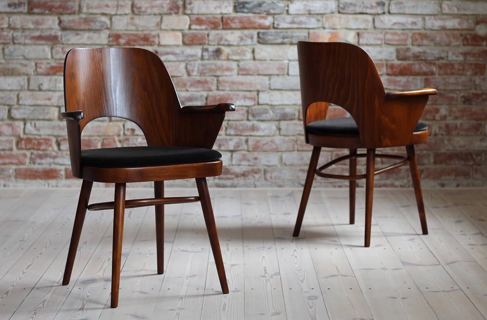 Mid-20th Century Set of 4 Midcentury Dining Chairs by L. Hofmann, Reupholstered in Kvadrat Fabric