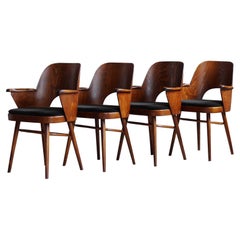 Set of 4 Midcentury Dining Chairs by L. Hofmann, Reupholstered in Kvadrat Fabric