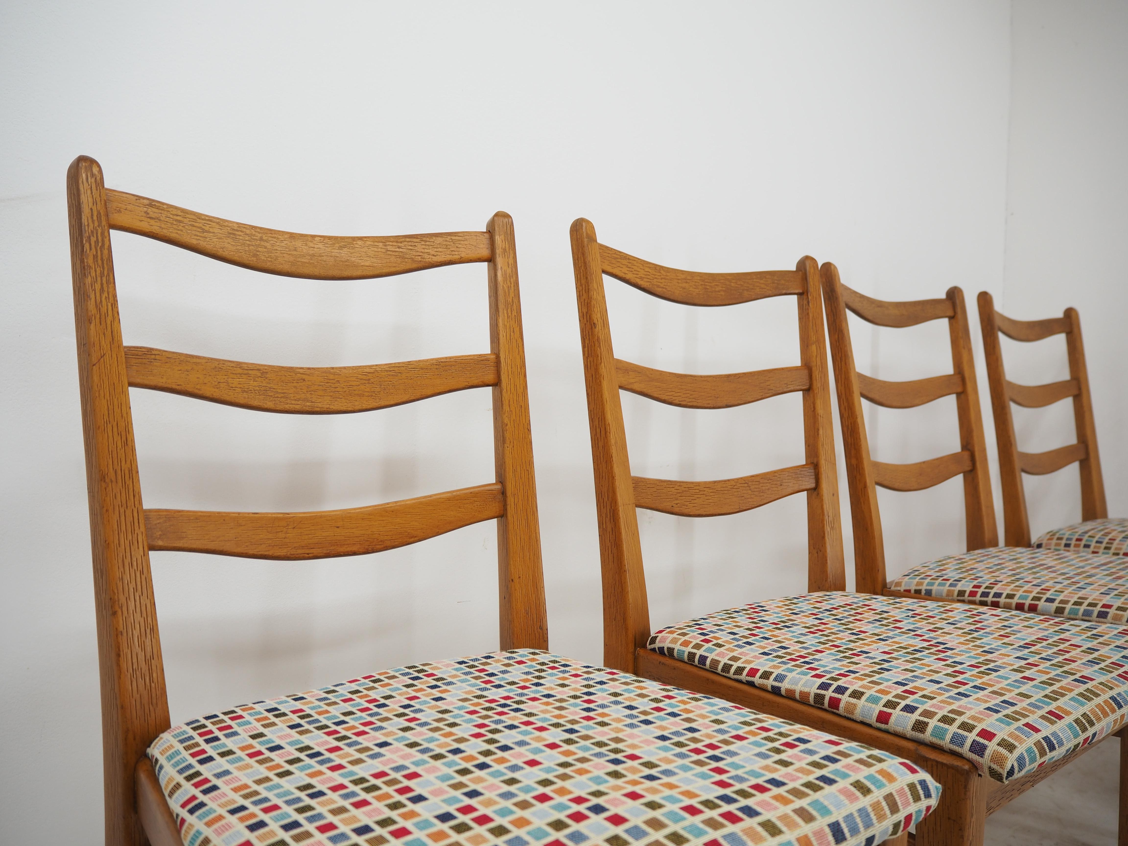 Fabric Set of 4 Midcentury Dining Chairs, Interier Praha, Czechoslovakia, 1970s For Sale