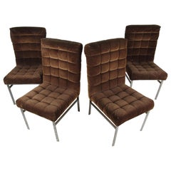 Set of 4 Midcentury Dining Chairs with Tufted Upholstery
