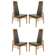 Set of 4 Midcentury Foster-McDavid Black Vinyl Dining Chairs