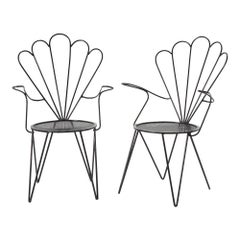 Set of 4 Midcentury French Iron Garden Chairs, Re-finished Set of 4 Midcentury French Iron Garden Chairs, Re-finished