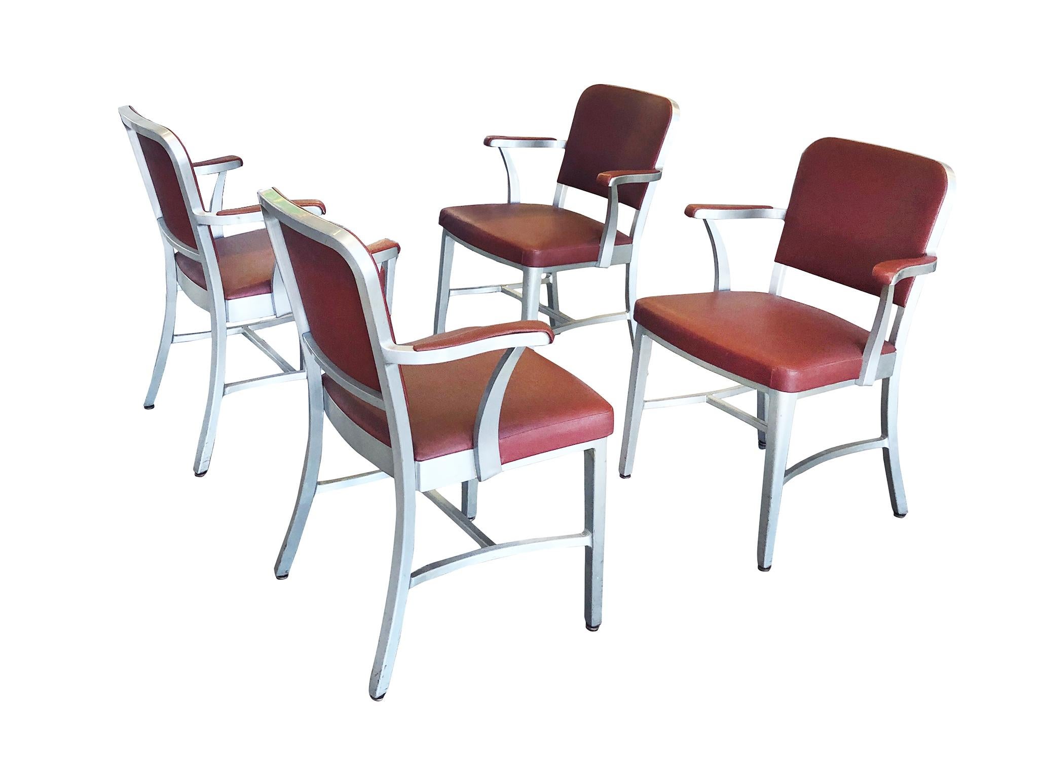 Mid-Century Modern Set of 4 Midcentury Goodform Aluminum Armchairs by the General Fireproofing Co.