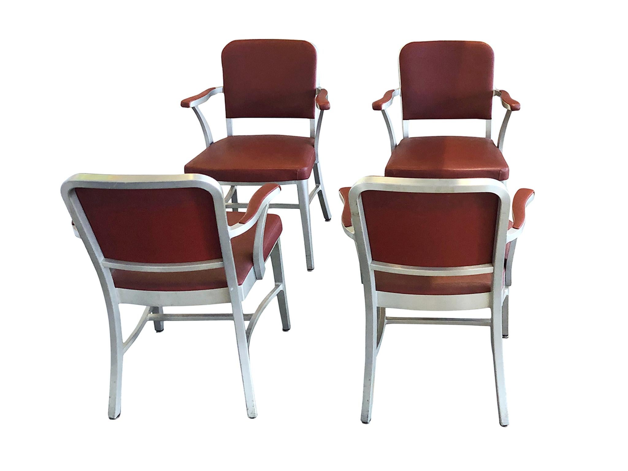 American Set of 4 Midcentury Goodform Aluminum Armchairs by the General Fireproofing Co.