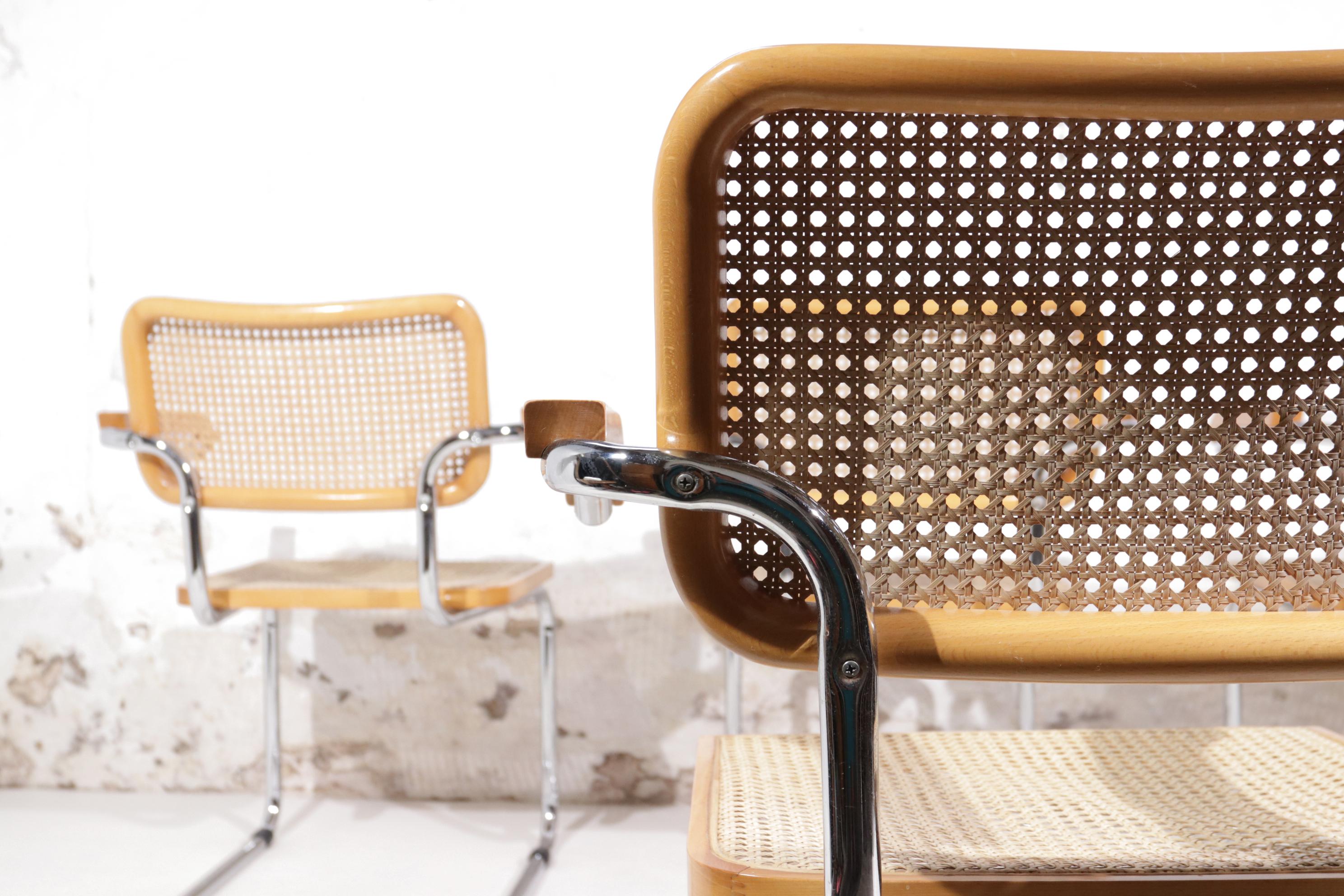 Italian Set of 4 Midcentury Marcel Breuer S64 Cesca Chairs, Fasem Italy