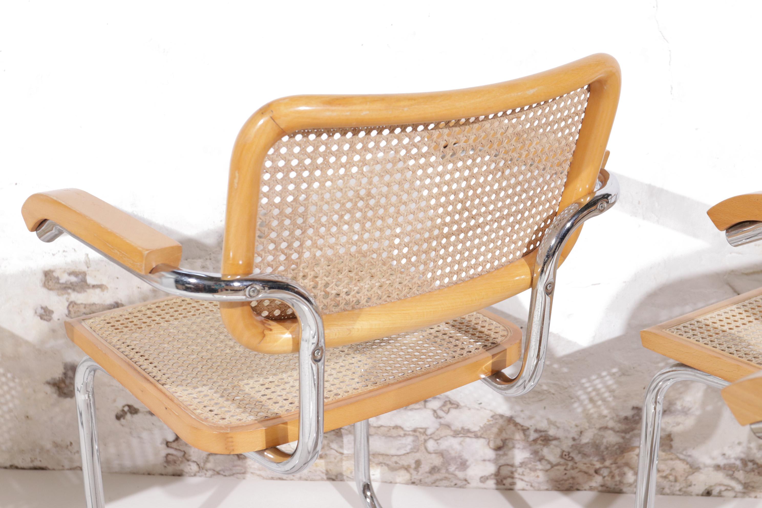 Late 20th Century Set of 4 Midcentury Marcel Breuer S64 Cesca Chairs, Fasem Italy
