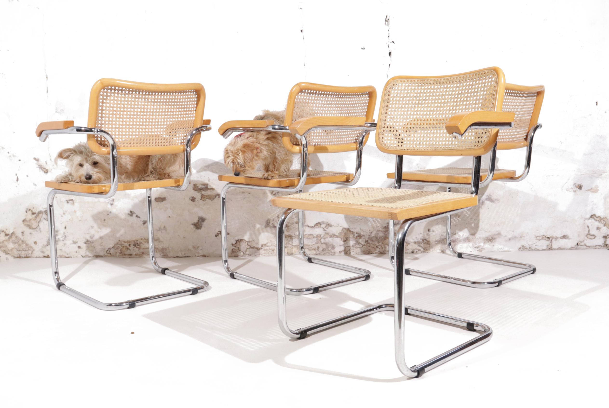 Set of 4 Midcentury Marcel Breuer S64 Cesca Chairs, Fasem Italy 1