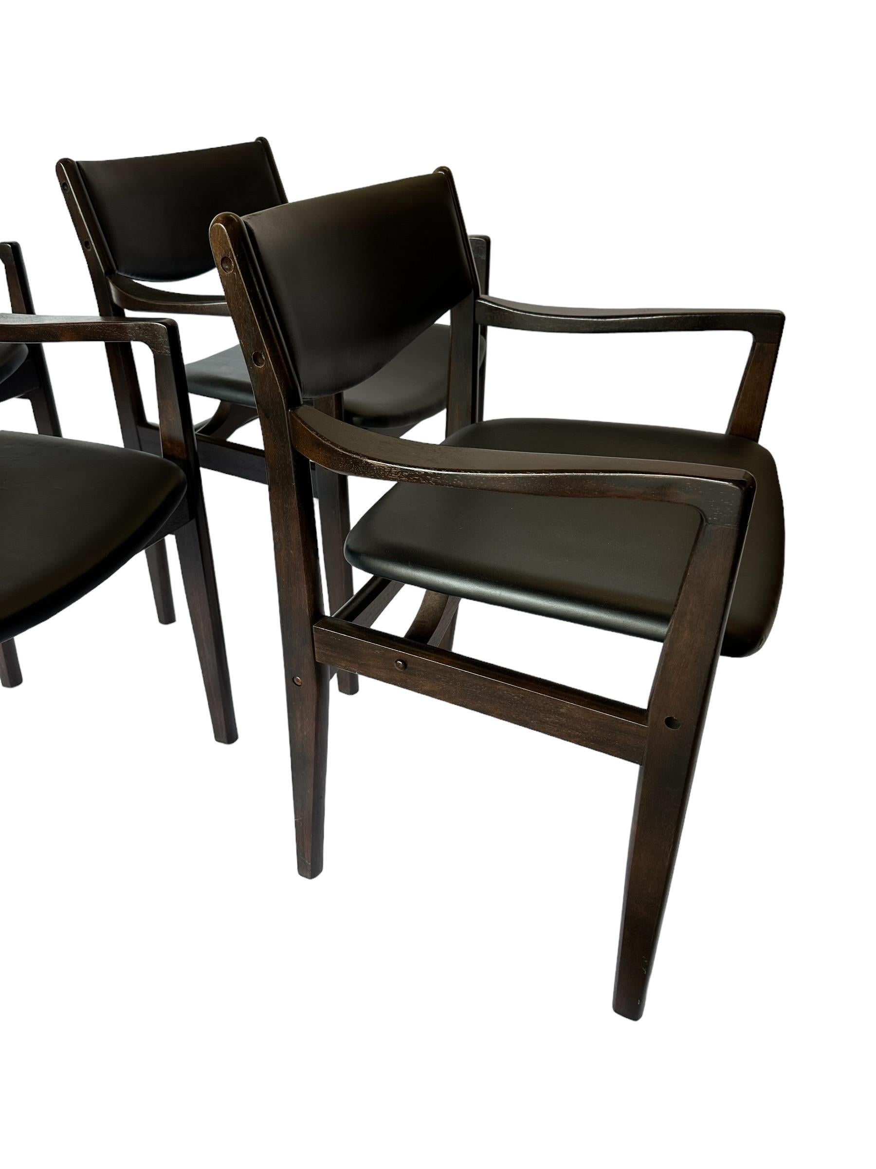 Set of 4 Midcentury Modern Danish Style Hardwood Dining Chairs For Sale 5