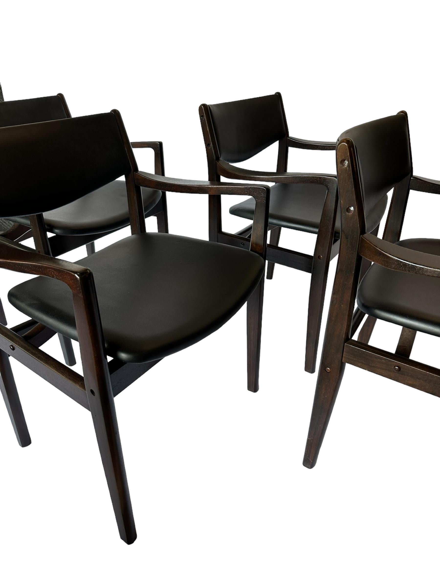 Set of 4 Midcentury Modern Danish Style Hardwood Dining Chairs For Sale 6