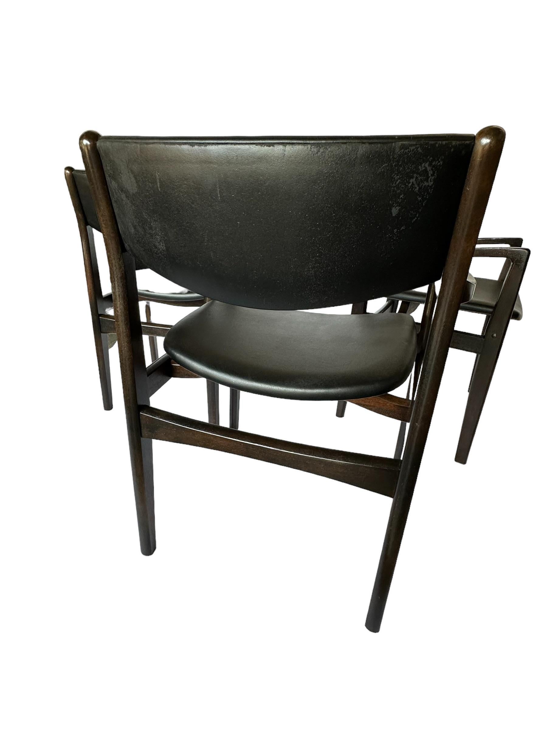 Set of 4 Midcentury Modern Danish Style Hardwood Dining Chairs 8