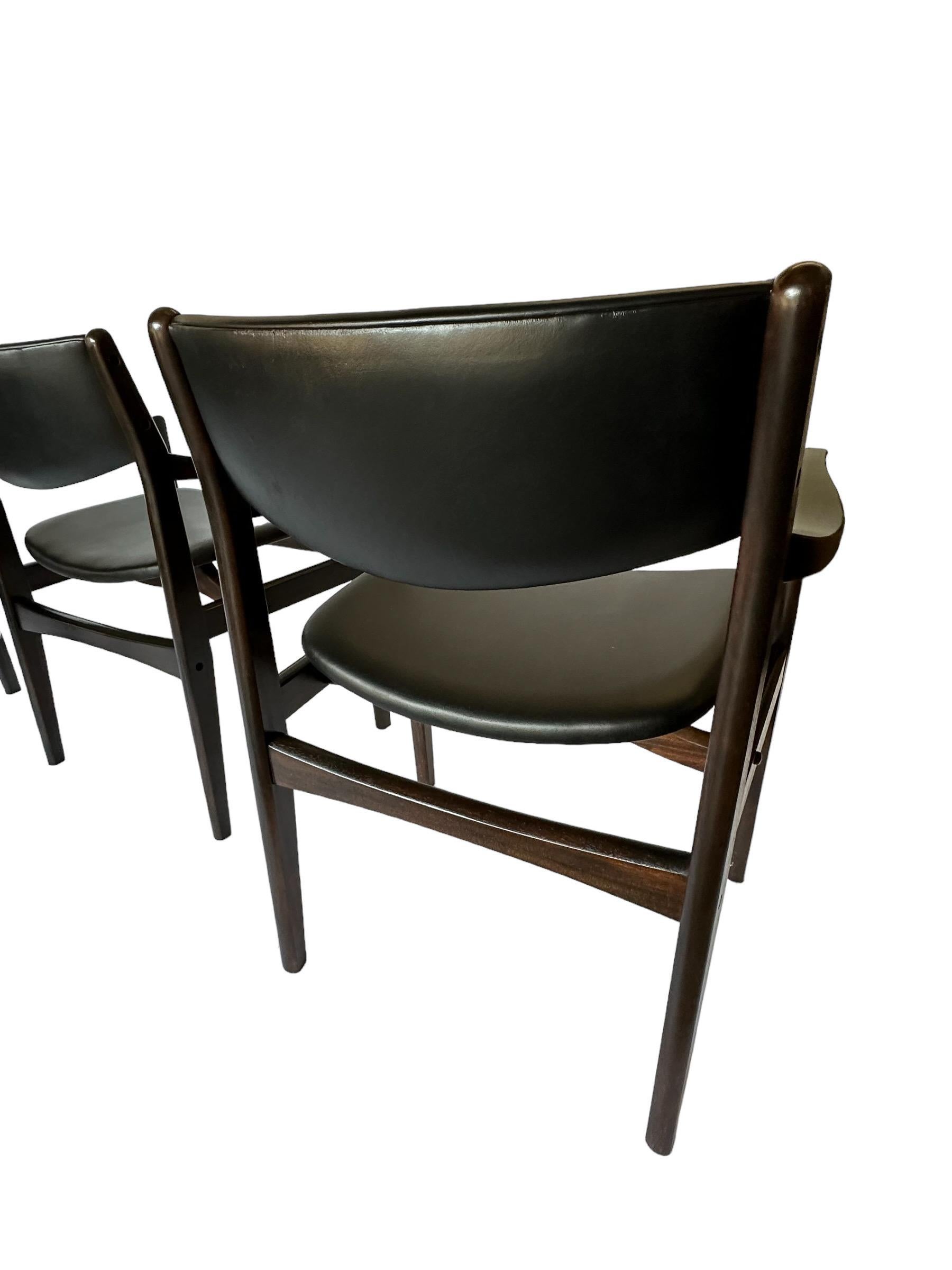 Set of 4 Midcentury Modern Danish Style Hardwood Dining Chairs For Sale 12