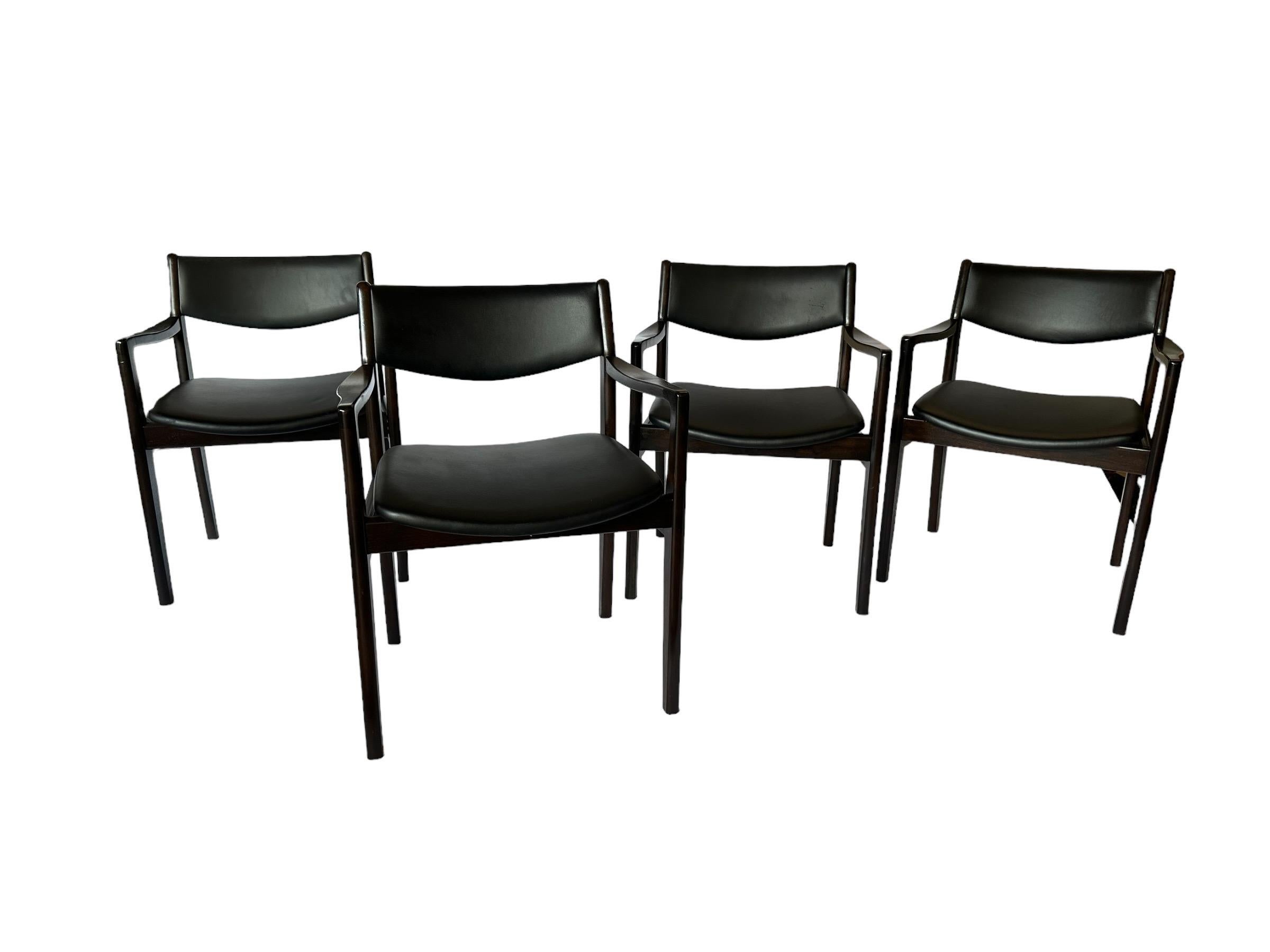 Set of 4 Midcentury Modern Danish Style Hardwood Dining Chairs For Sale 13