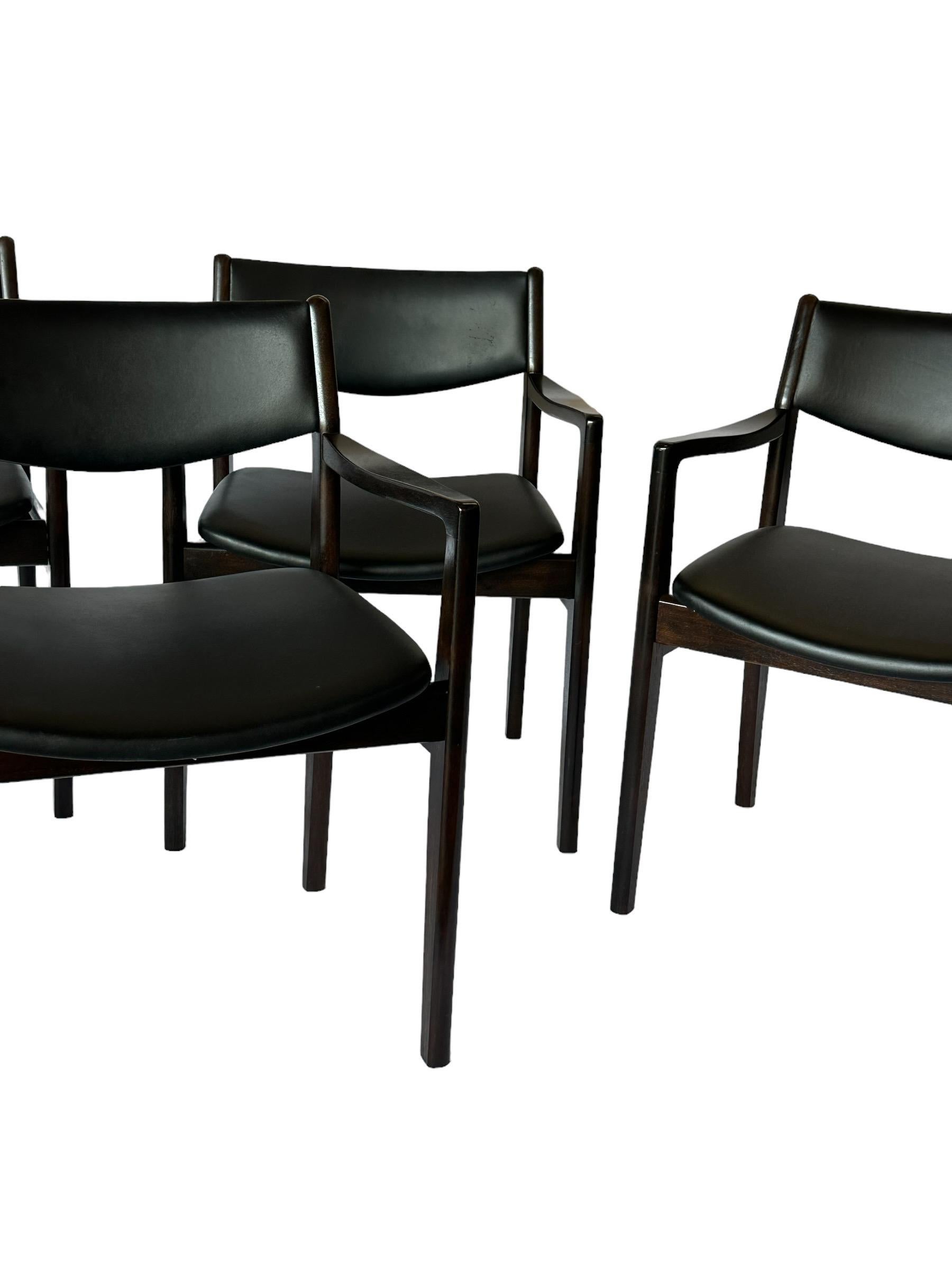 Set of 4 Midcentury Modern Danish Style Hardwood Dining Chairs In Fair Condition For Sale In Brooklyn, NY