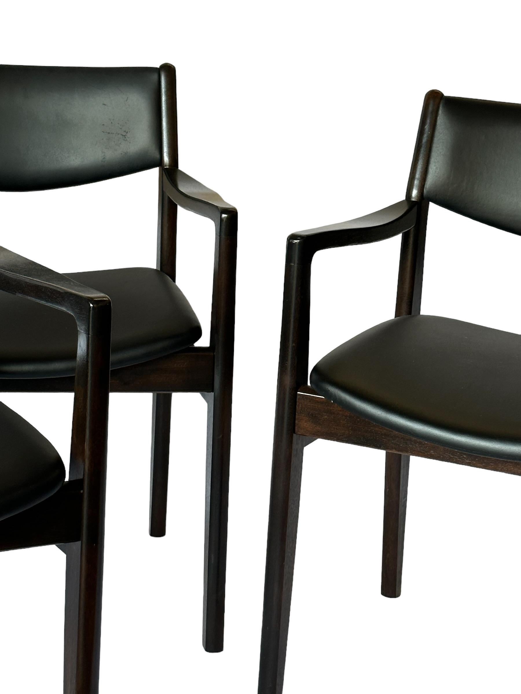 20th Century Set of 4 Midcentury Modern Danish Style Hardwood Dining Chairs For Sale