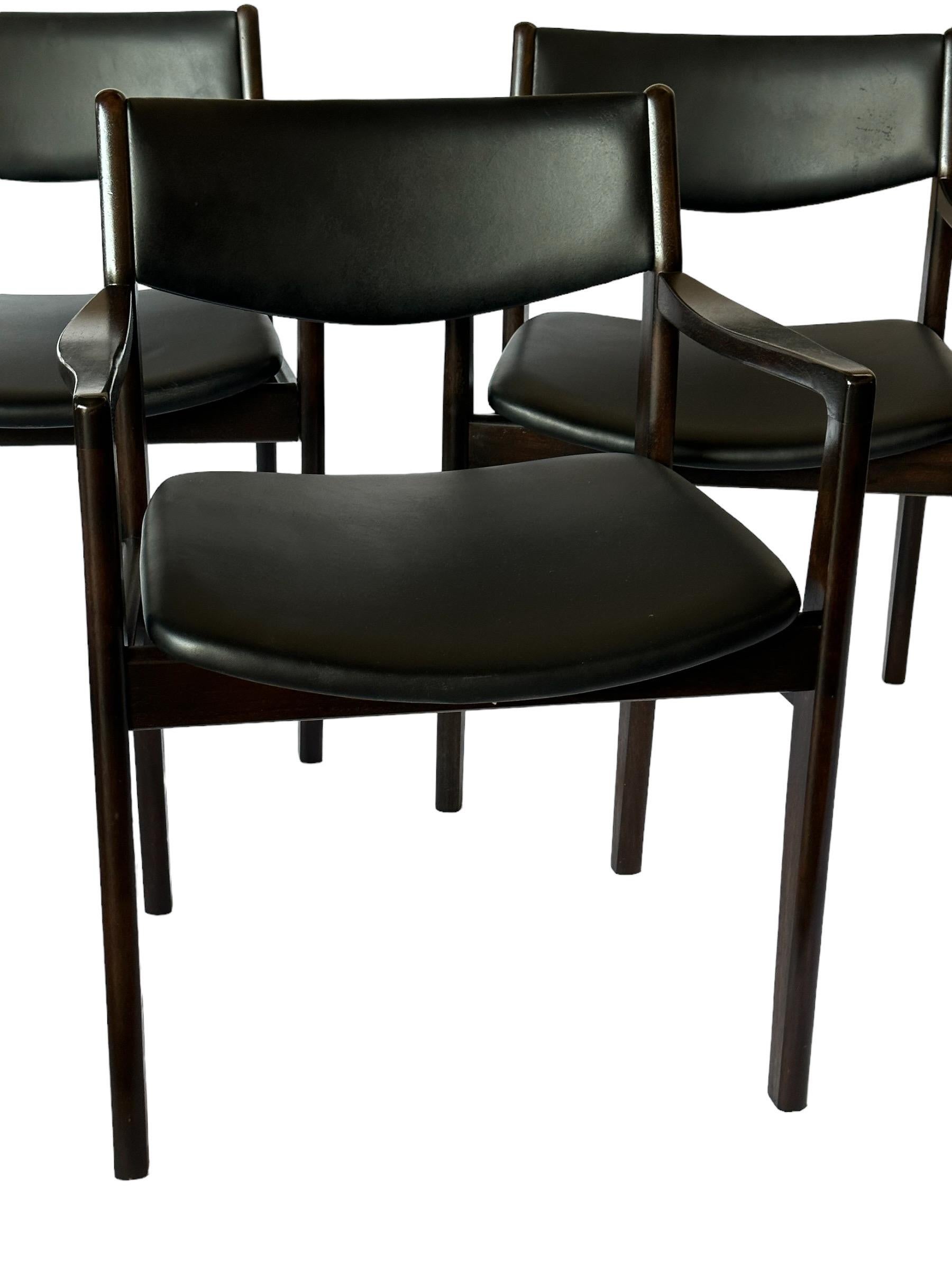 Set of 4 Midcentury Modern Danish Style Hardwood Dining Chairs For Sale 1