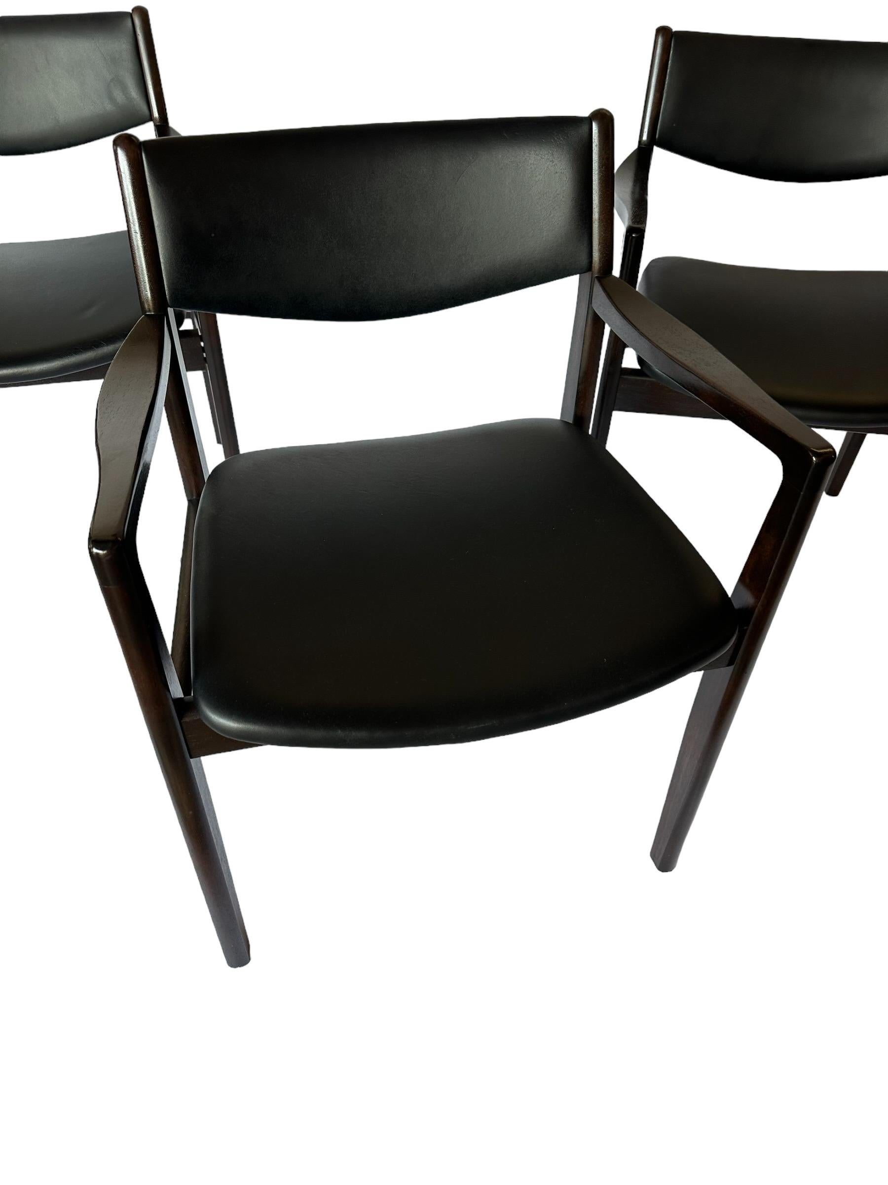 Set of 4 Midcentury Modern Danish Style Hardwood Dining Chairs For Sale 2