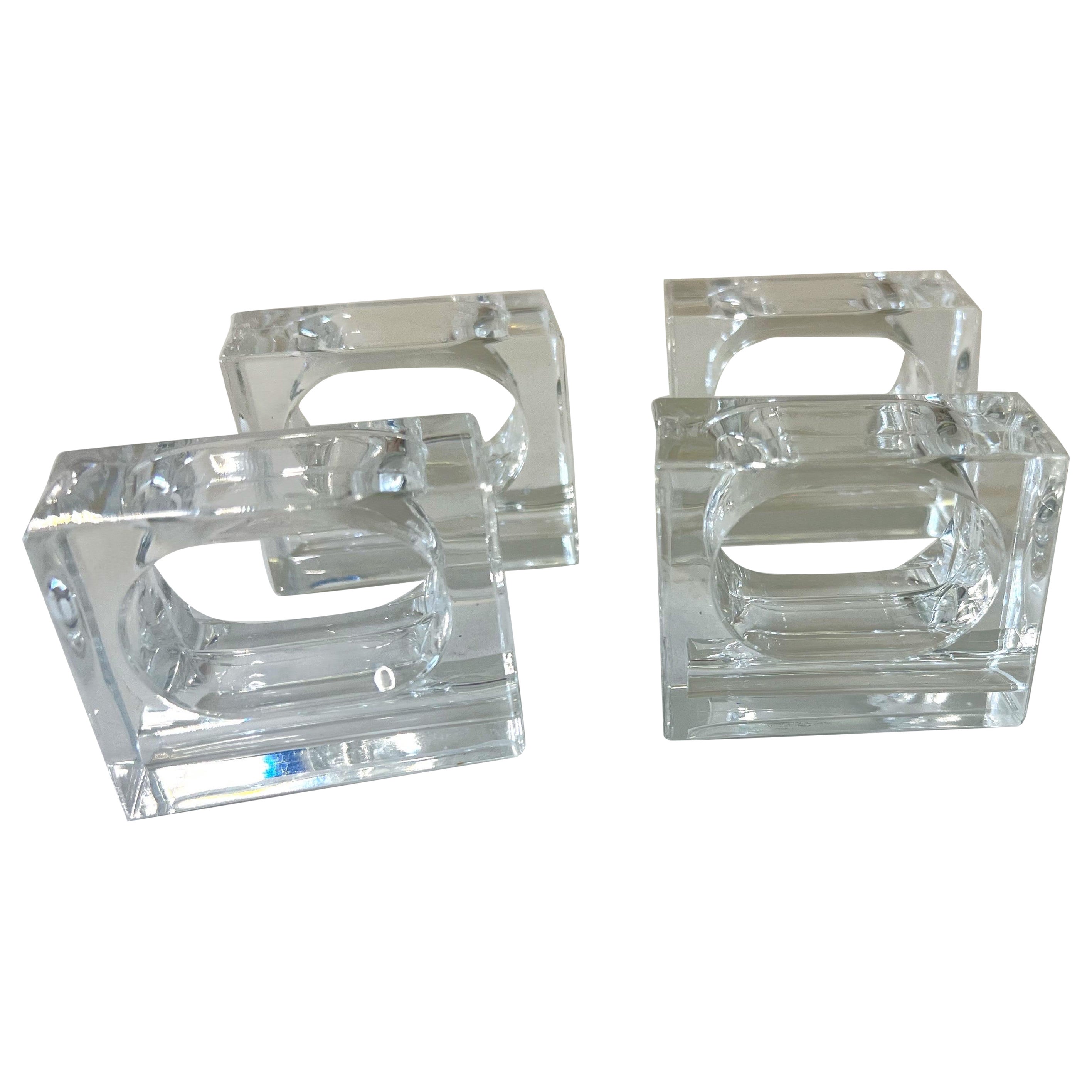 Set of 4 Midcentury Polished Lucite Napkin Rings Holders, Usa, Circa 1960s