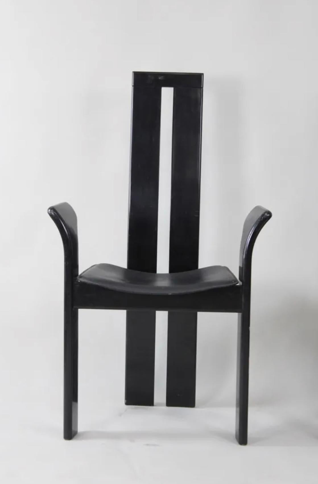 Set of 4 Midcentury Post Modern Black Dining Chairs by Pietro Costantini Italy In Good Condition For Sale In BROOKLYN, NY