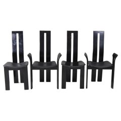 Set of 4 Midcentury Post Modern Black Dining Chairs by Pietro Costantini Italy