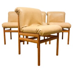 Set of 4 Mid-Century Teak and Padded Leatherette Dining Chairs by White & Newton