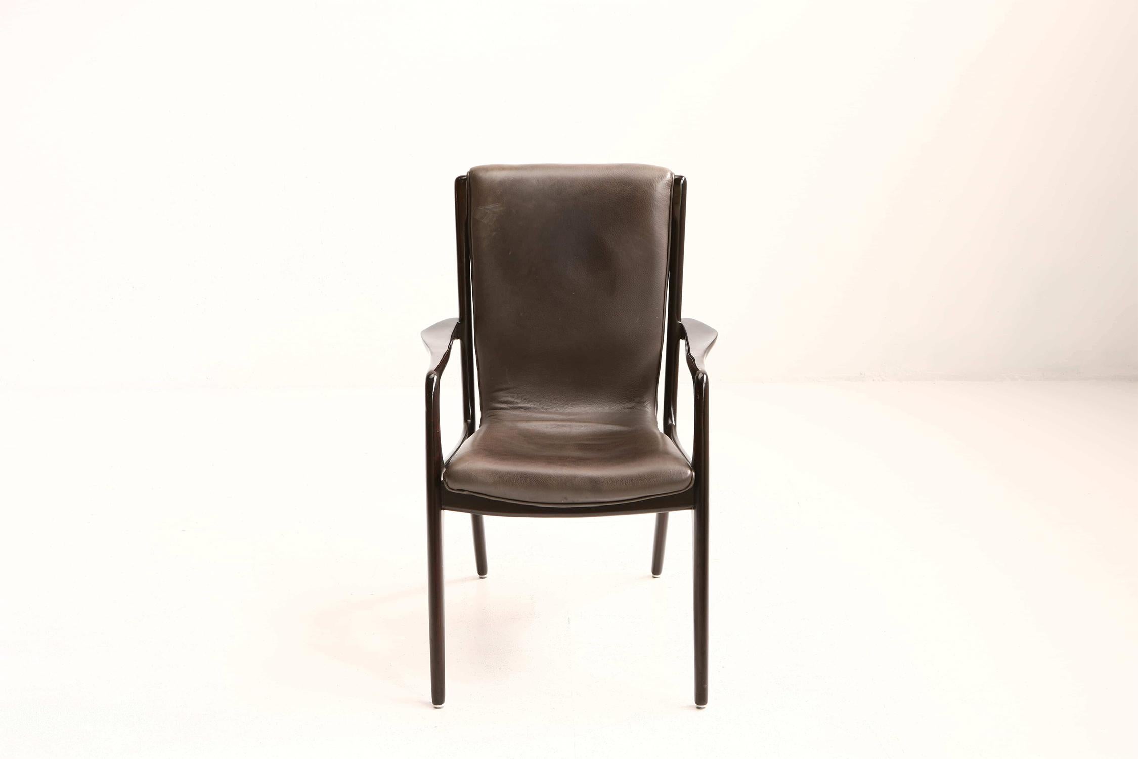 Set of 4 Midcentury Vladimir Kagan Sculpted Sling Dining Chairs Model VK 101A For Sale 3