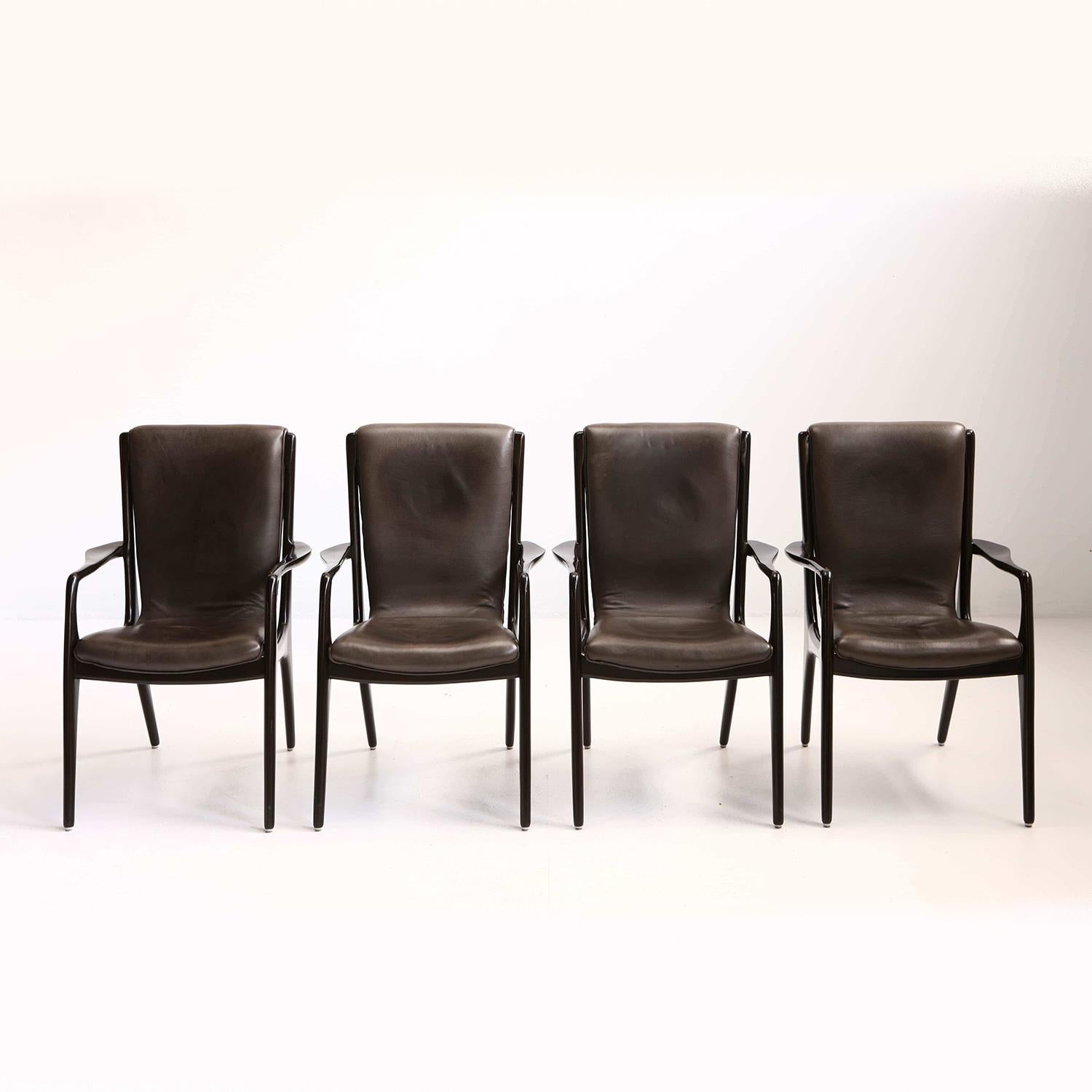 Set of 4 Midcentury Vladimir Kagan Sculpted Sling Dining Chairs Model VK 101A For Sale 4
