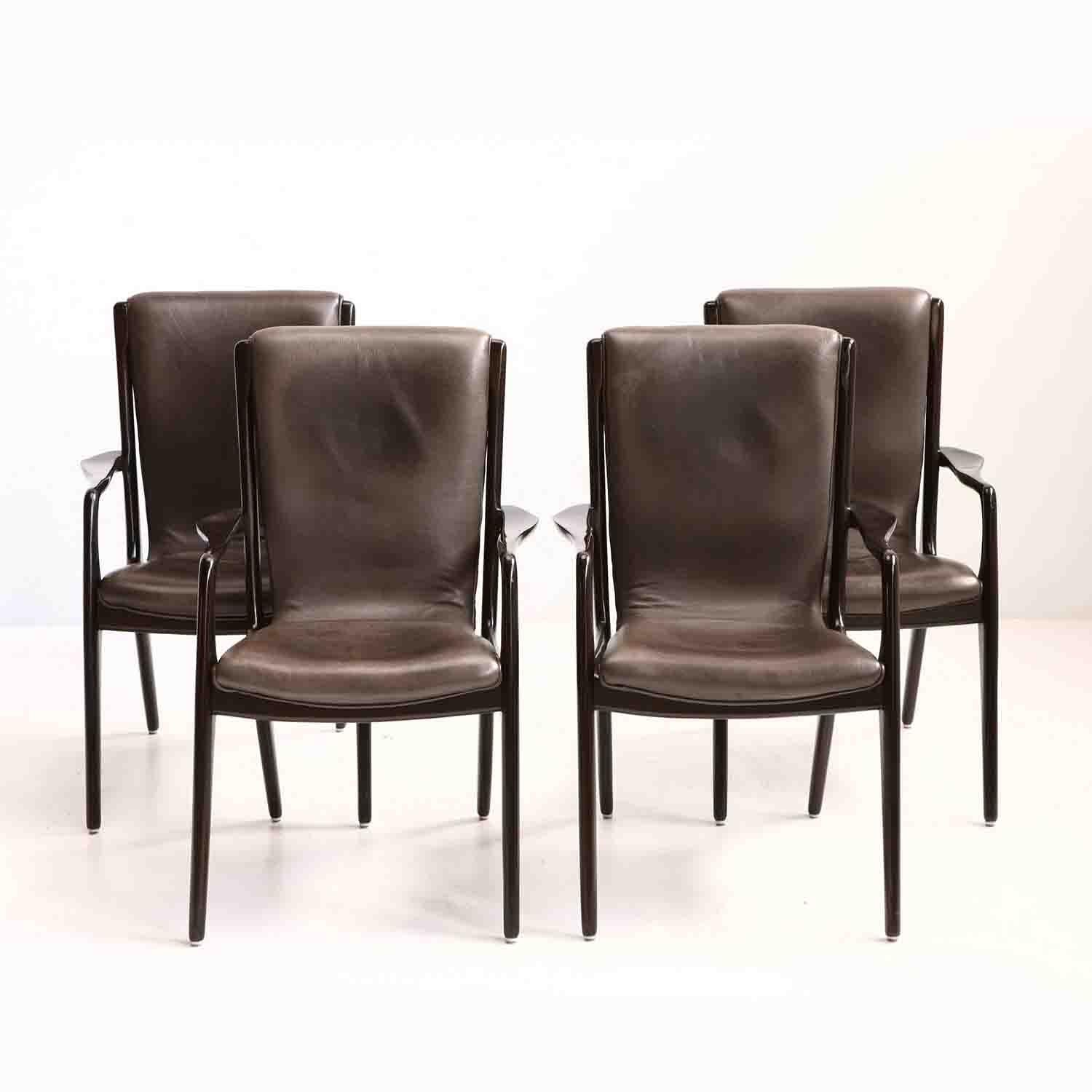 Set of 4 Midcentury Vladimir Kagan Sculpted Sling Dining Chairs Model VK 101A For Sale 5